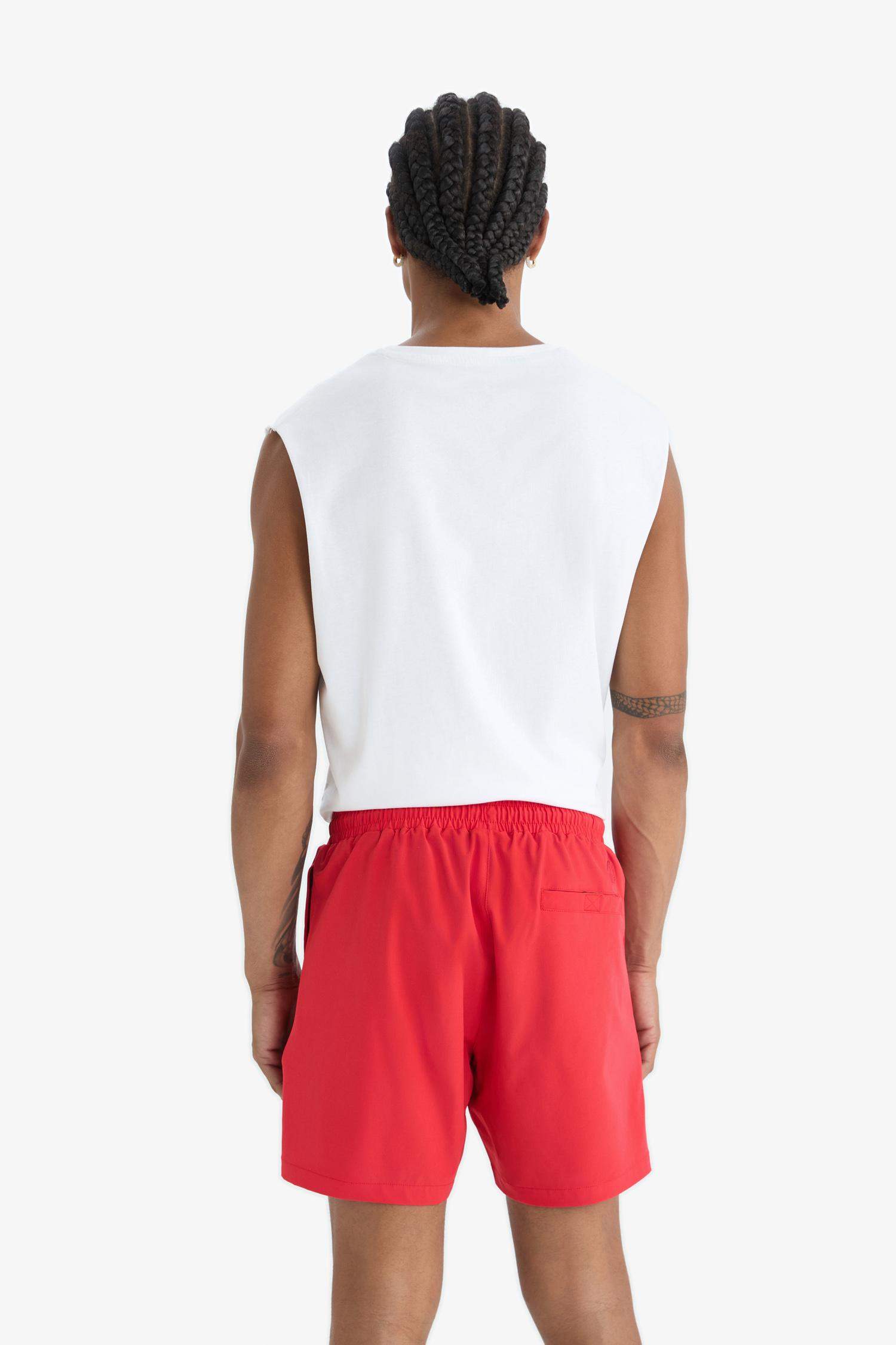 DeFactoFit Sporcu Baskılı Esnek Dokulu Kısa Boy Deniz Şortu