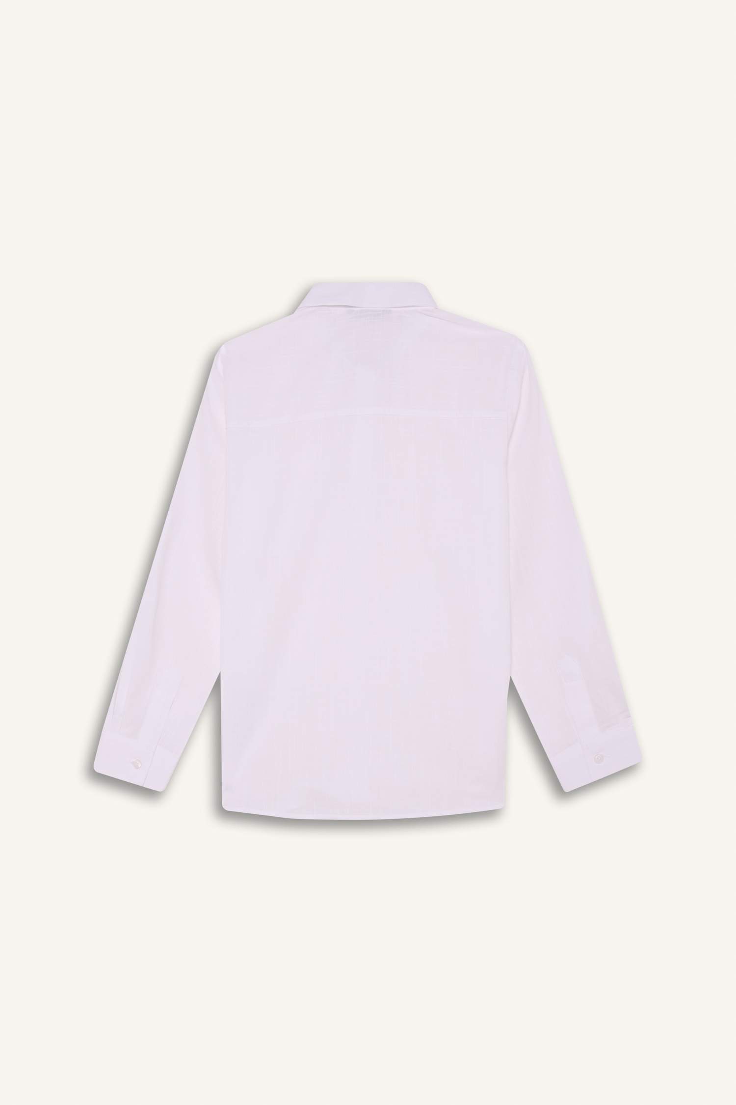 قميص ولادي ردن طويل قصة عادية ذو مظهر كتان