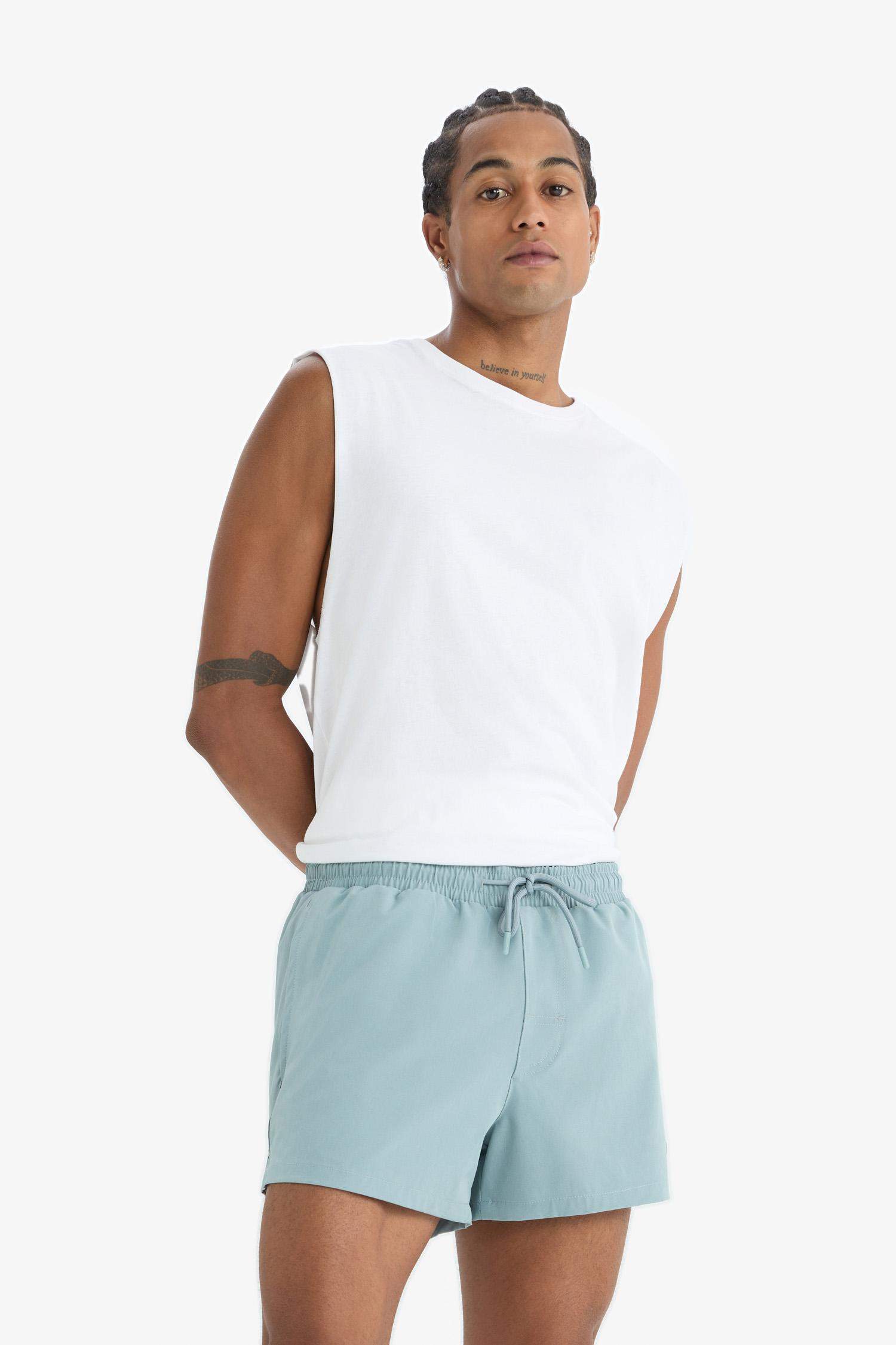 DeFactoFit Andy Baskılı Esnek Dokulu Kısa Boy Sporcu Deniz Şortu