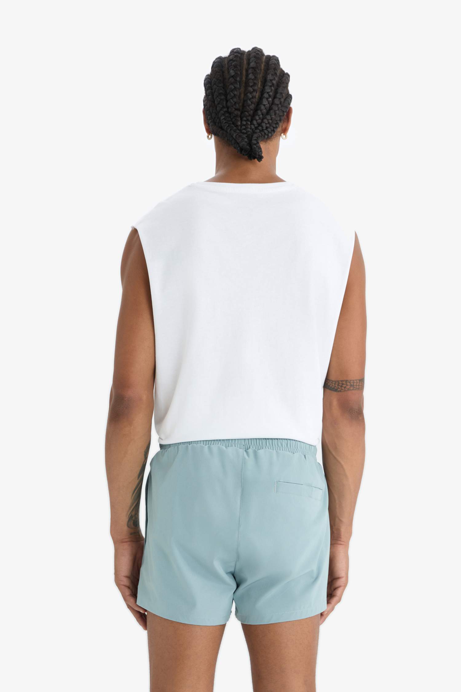 DeFactoFit Andy Baskılı Esnek Dokulu Kısa Boy Sporcu Deniz Şortu