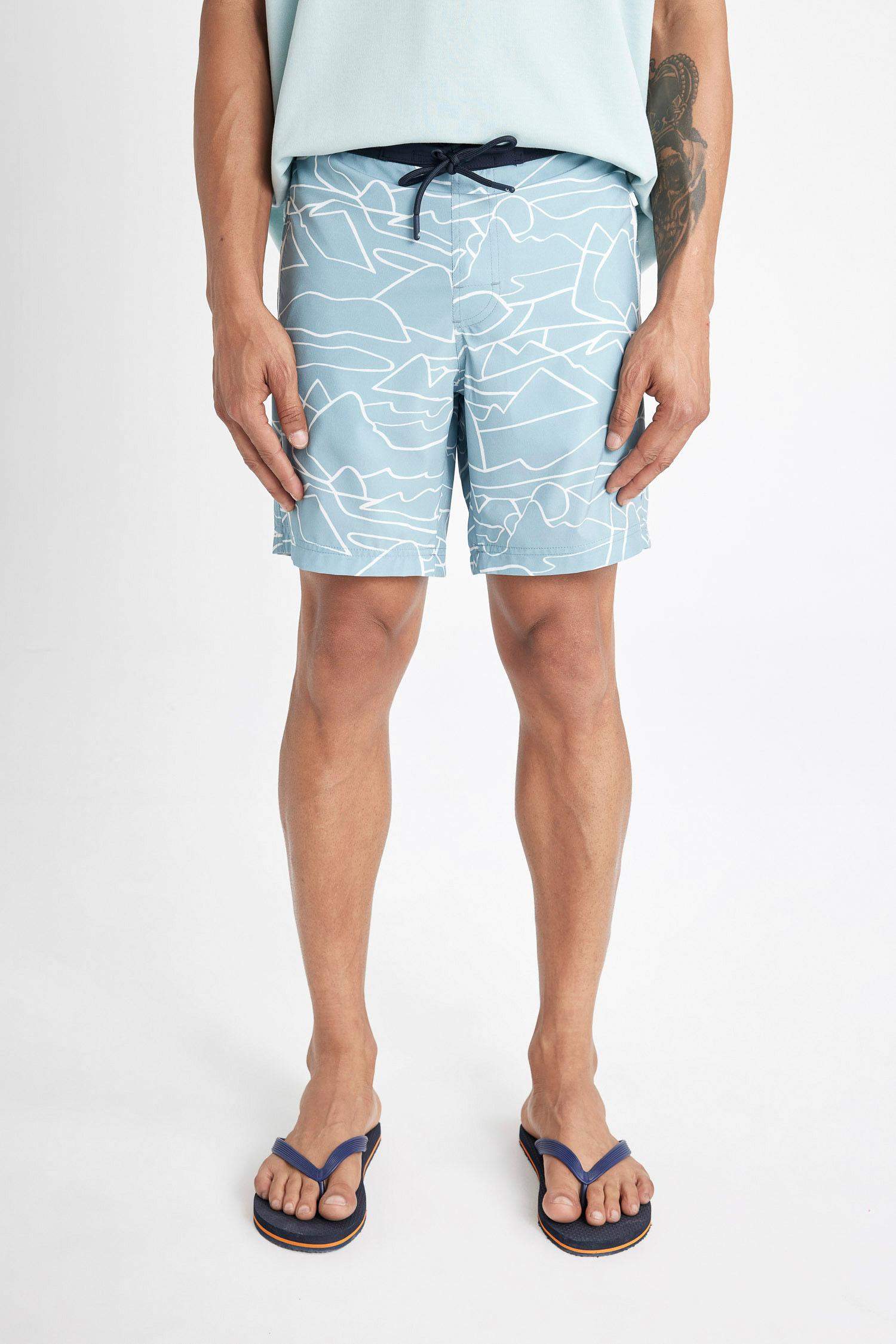 DeFactoFit Regular Fit Printed Flexible Textured Knee Length Swim Shorts