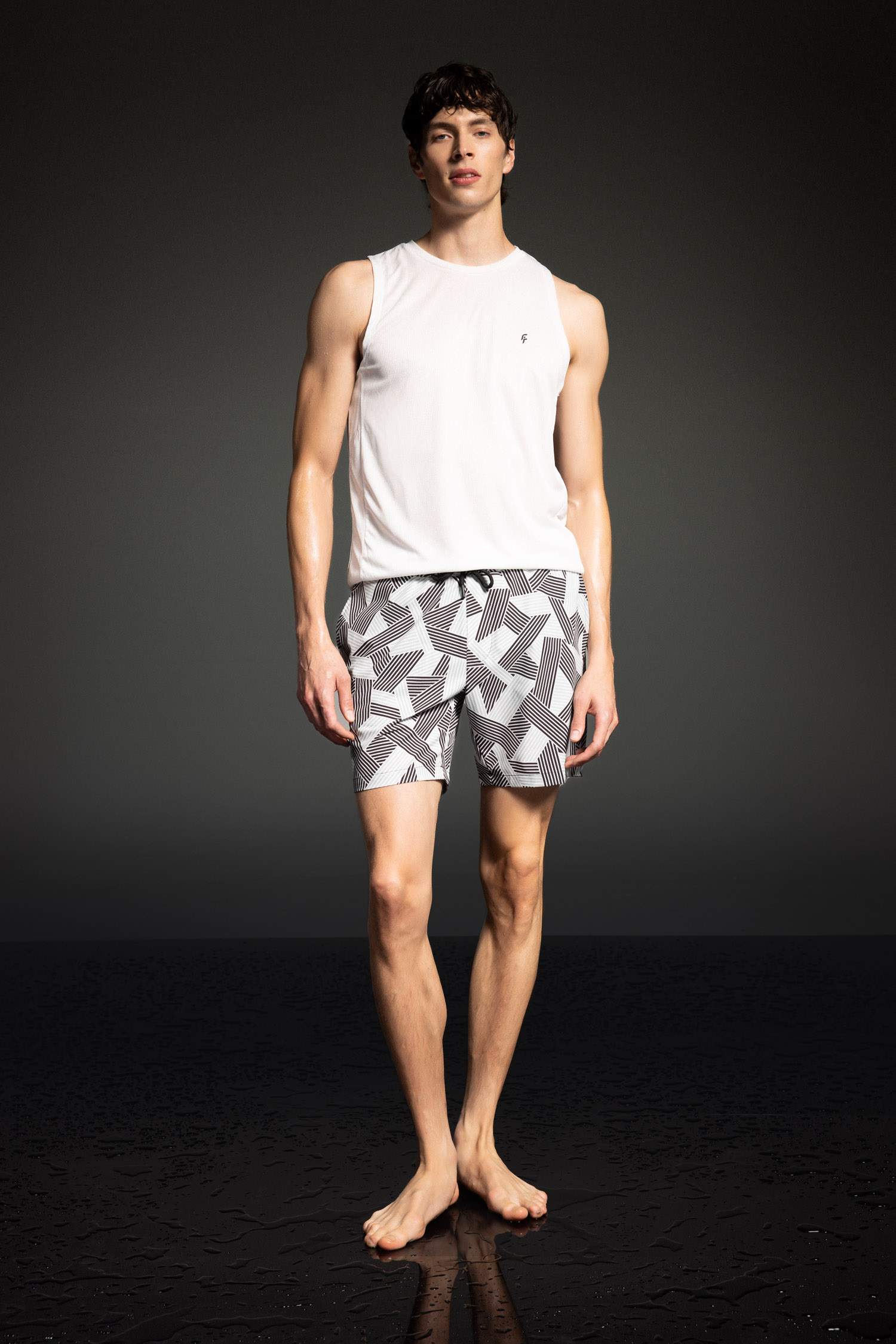 DeFactoFit Regular Fit Printed Flexible Textured Swim Shorts