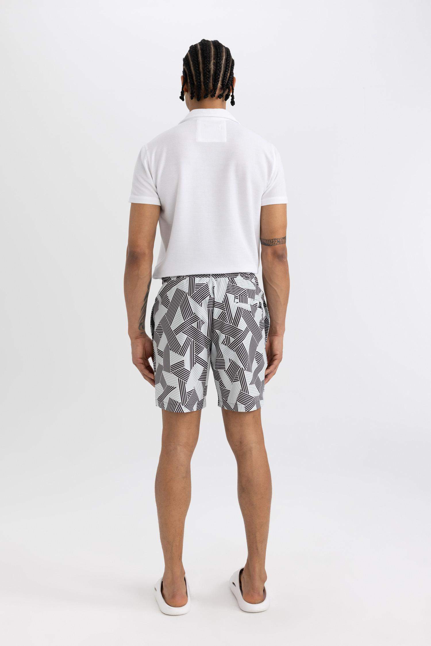 DeFactoFit Regular Fit Printed Flexible Textured Swim Shorts