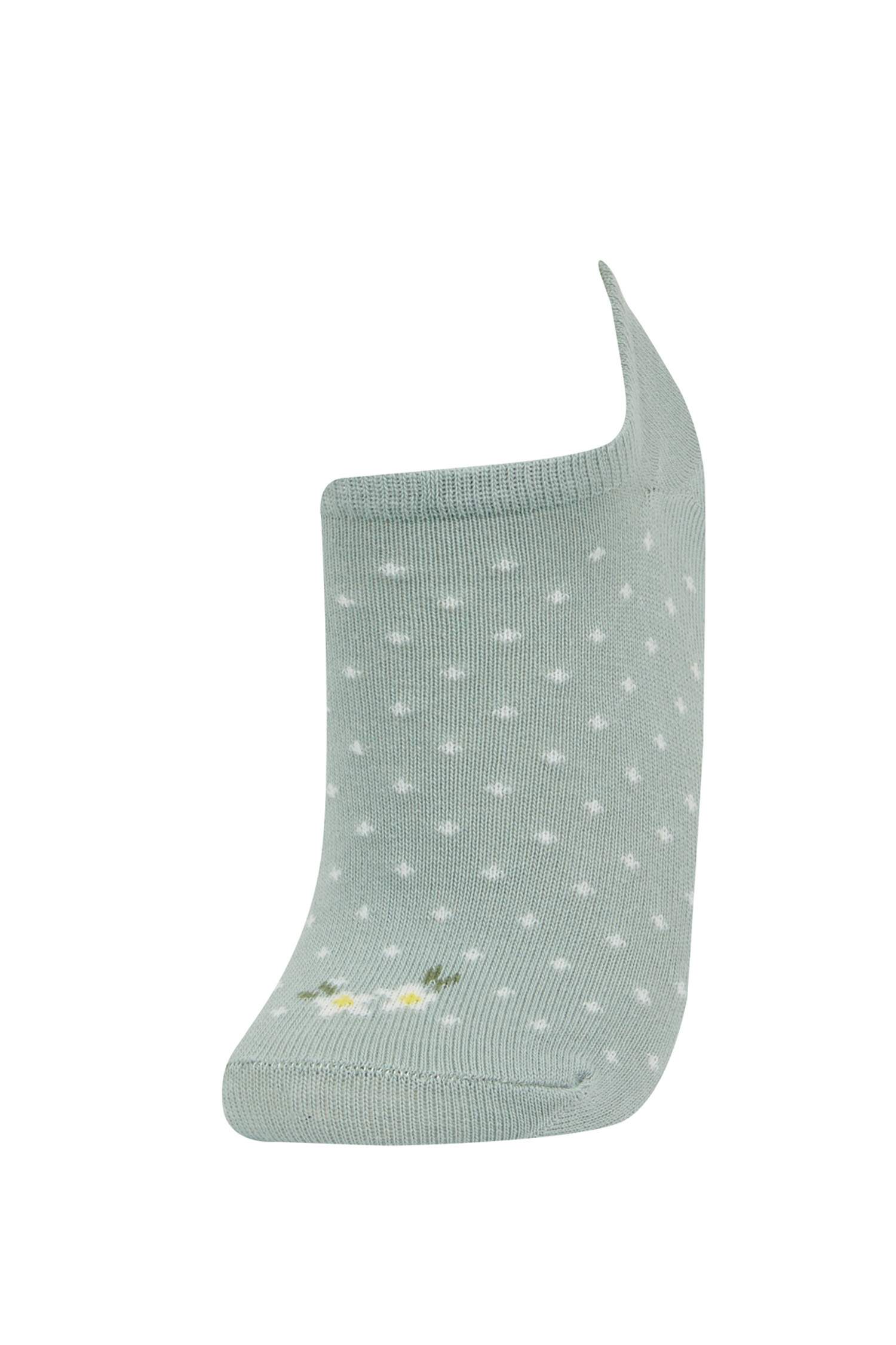 Kadın Çiçekli 3'lü Pamuklu Sneaker Çorap