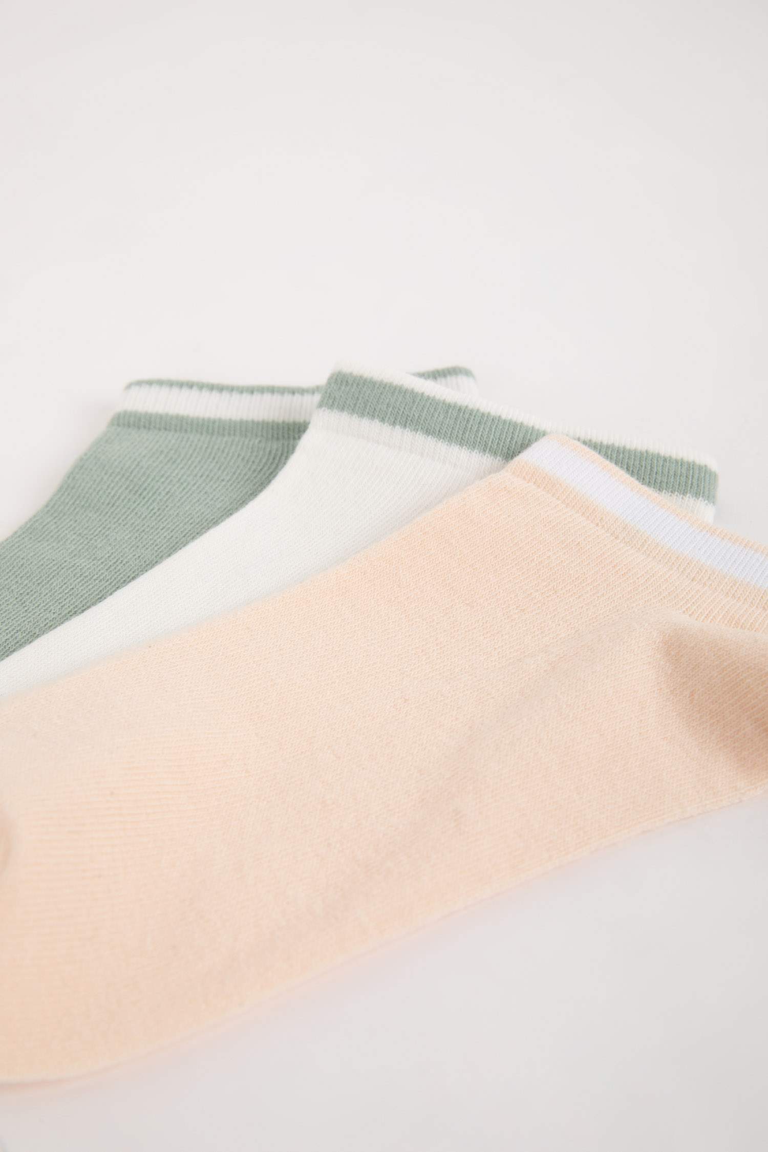 Kadın Renk Bloklu 3'lü Pamuklu Patik Çorap