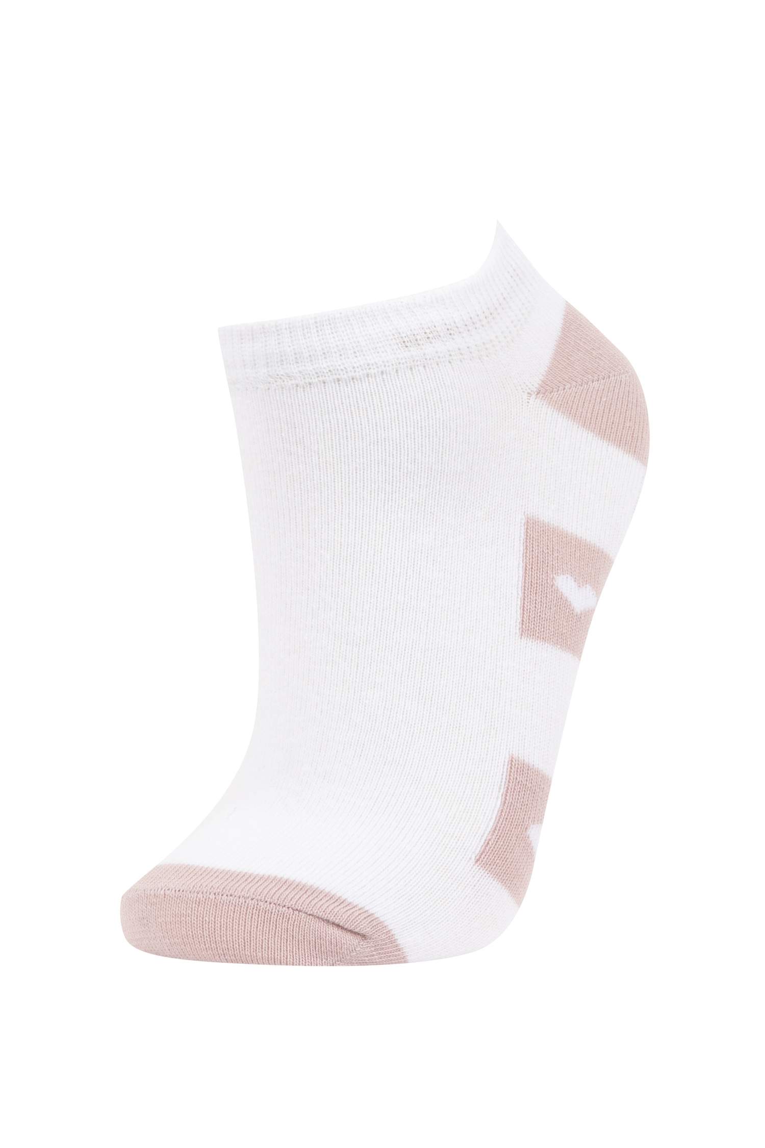 Kadın Kalp Desenli 3'lü Pamuklu Patik Çorap