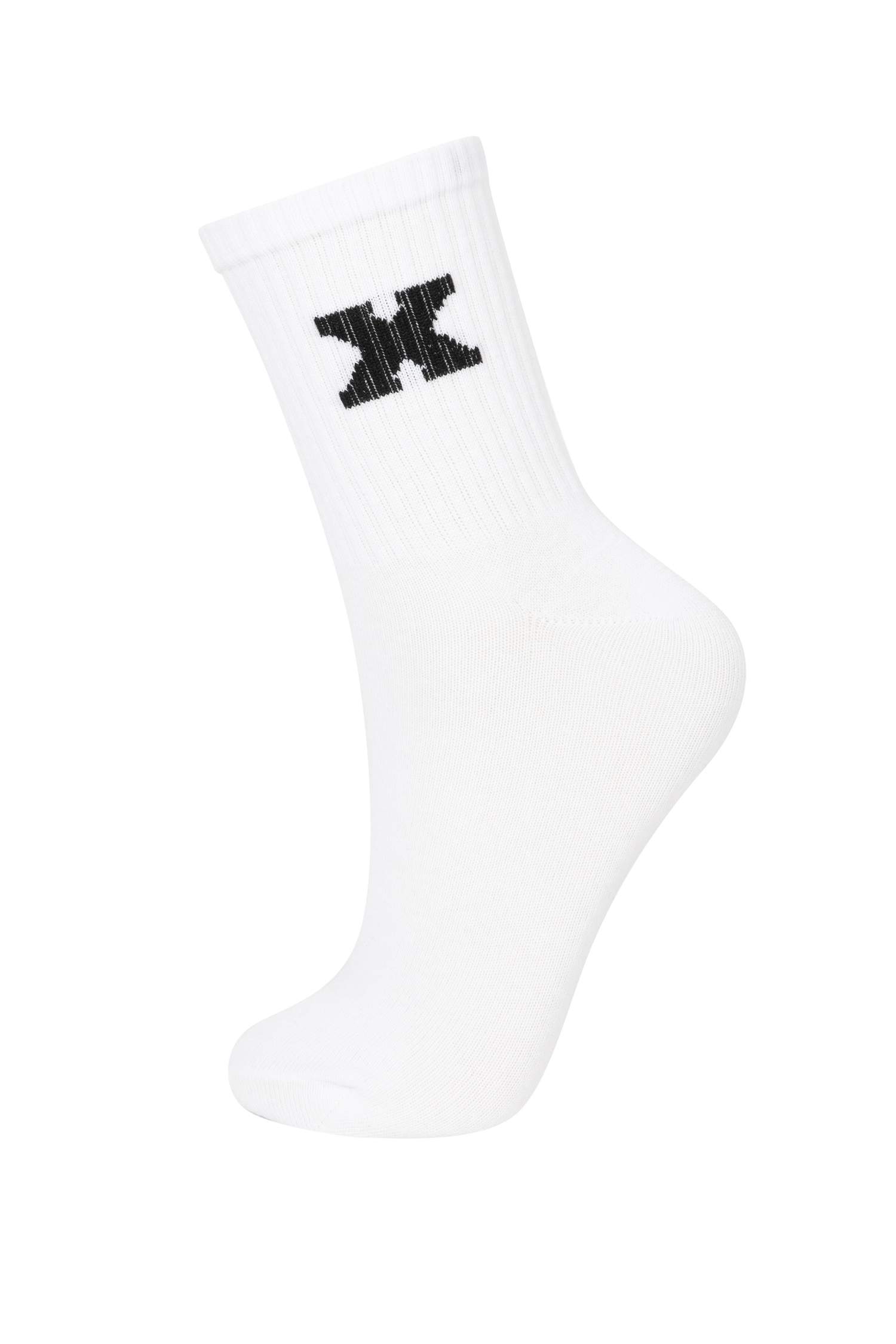 Kadın Slogan Baskılı 5'li Pamuklu Uzun Çorap