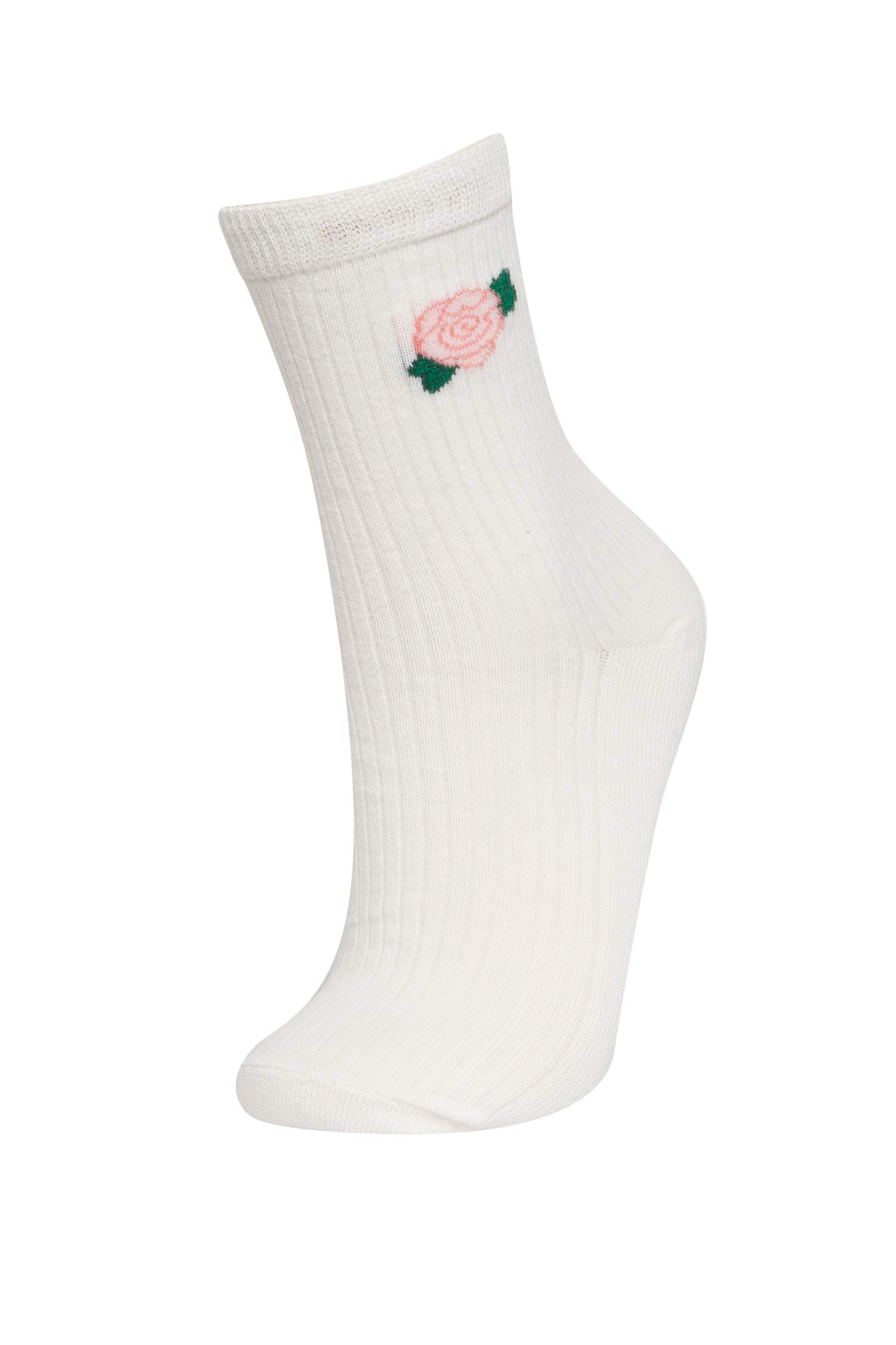 Lot de 3 paires de Chaussettes longues en coton avec broderie pour femme