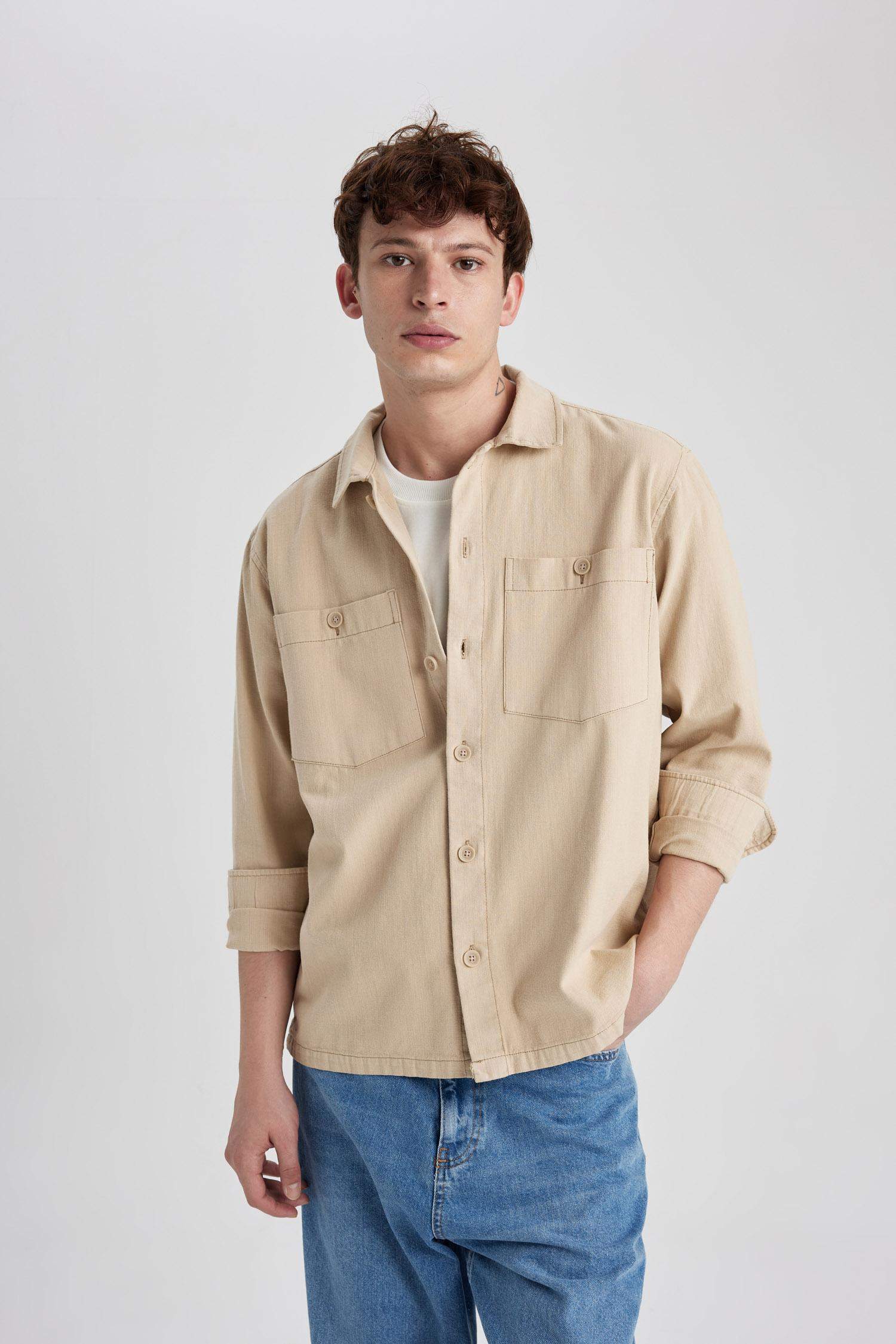 Relax Fit Cotton Long Sleeve Shirt