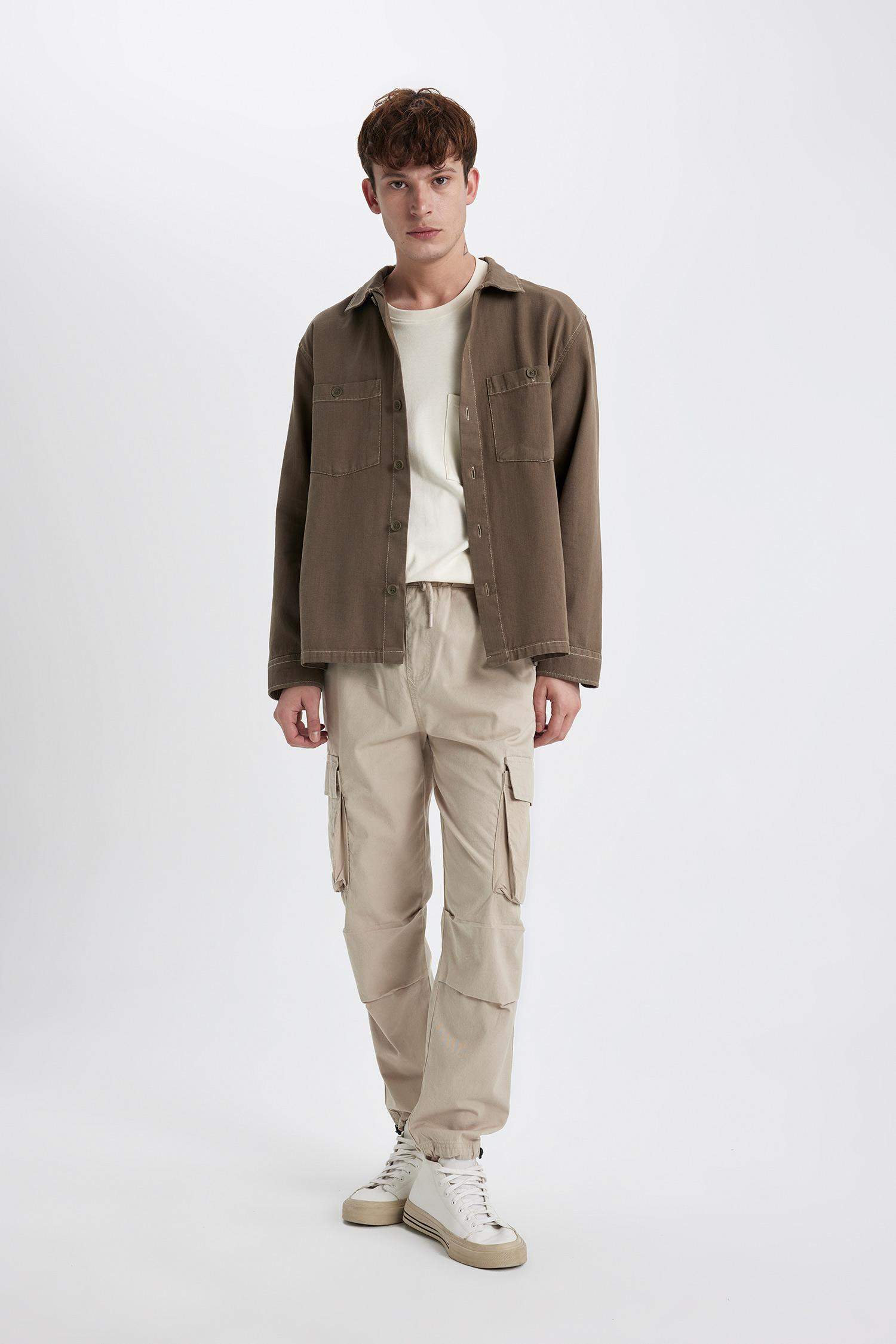 Рубашка свободного кроя из хлопка с длинным рукавом