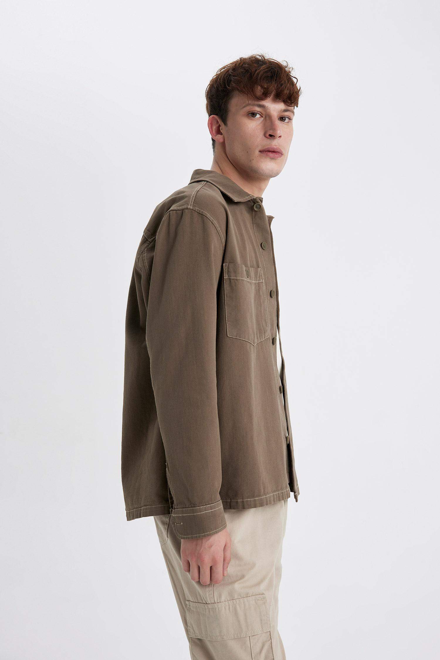 Рубашка свободного кроя из хлопка с длинным рукавом