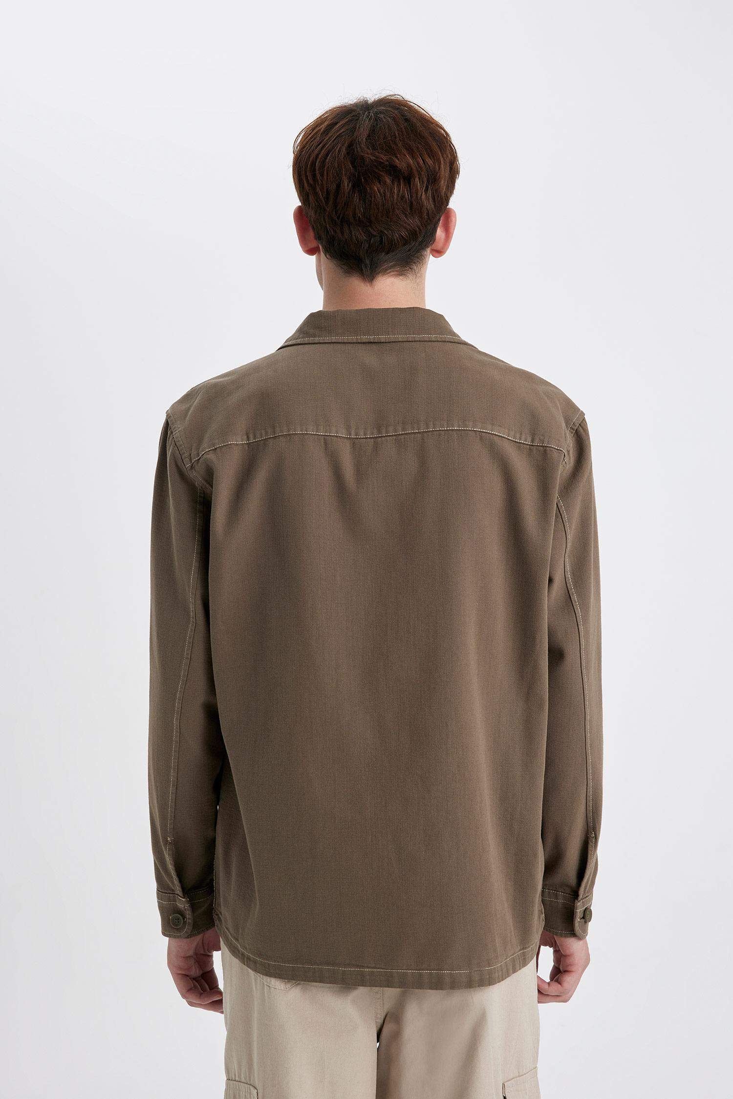 Рубашка свободного кроя из хлопка с длинным рукавом