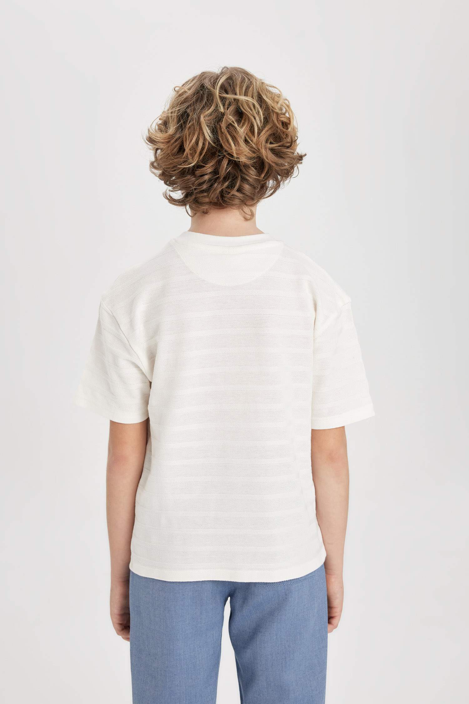 Erkek Çocuk Oversize Geniş Kalıp Hakim Yaka Kısa Kollu Tişört