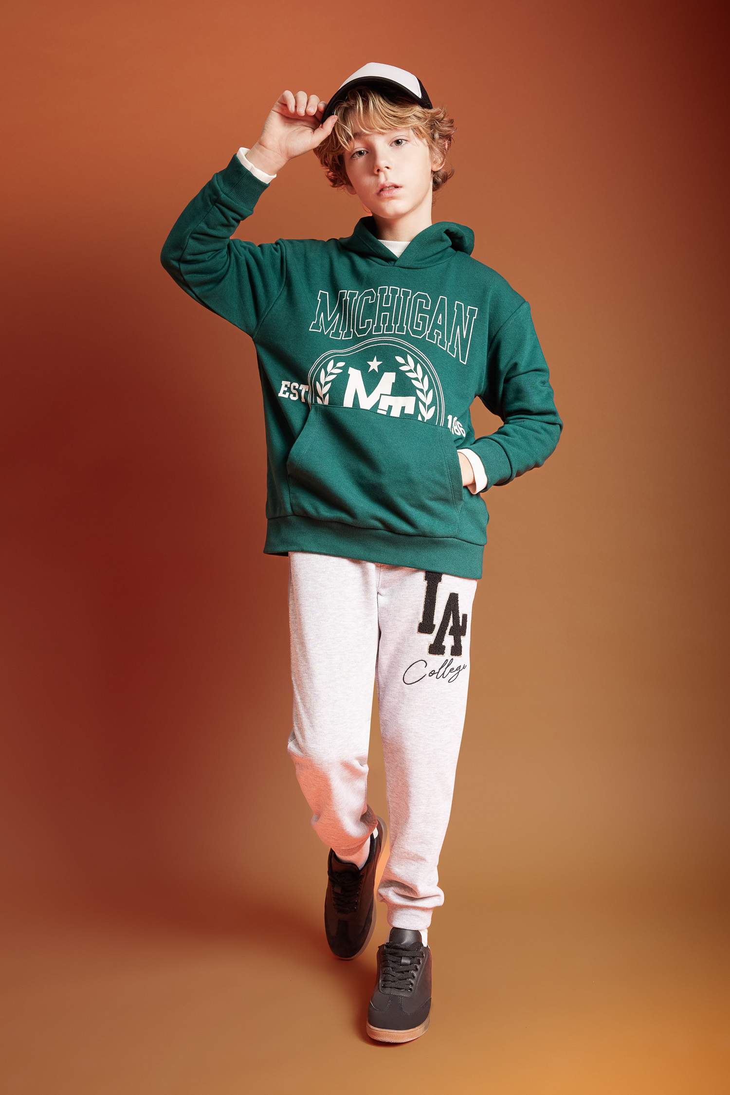 Boy Oversize Fit Printed Hooded Sweatshirt