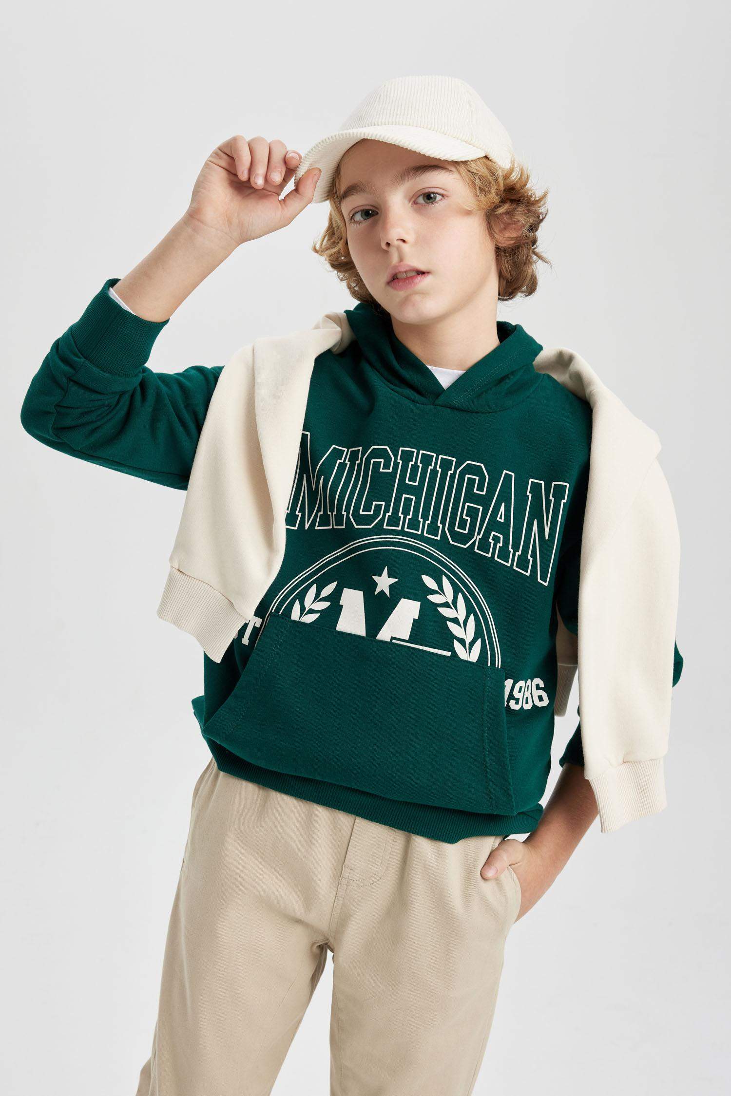 Boy Oversize Fit Printed Hooded Sweatshirt