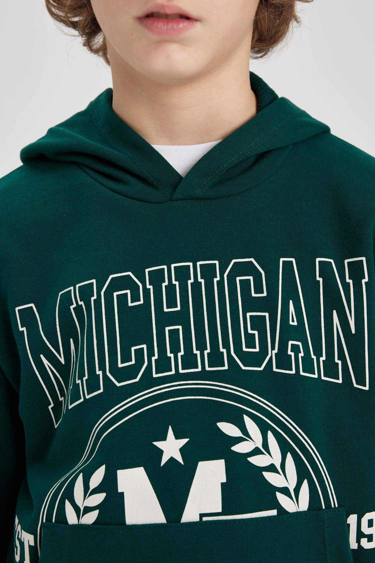 Boy Oversize Fit Printed Hooded Sweatshirt