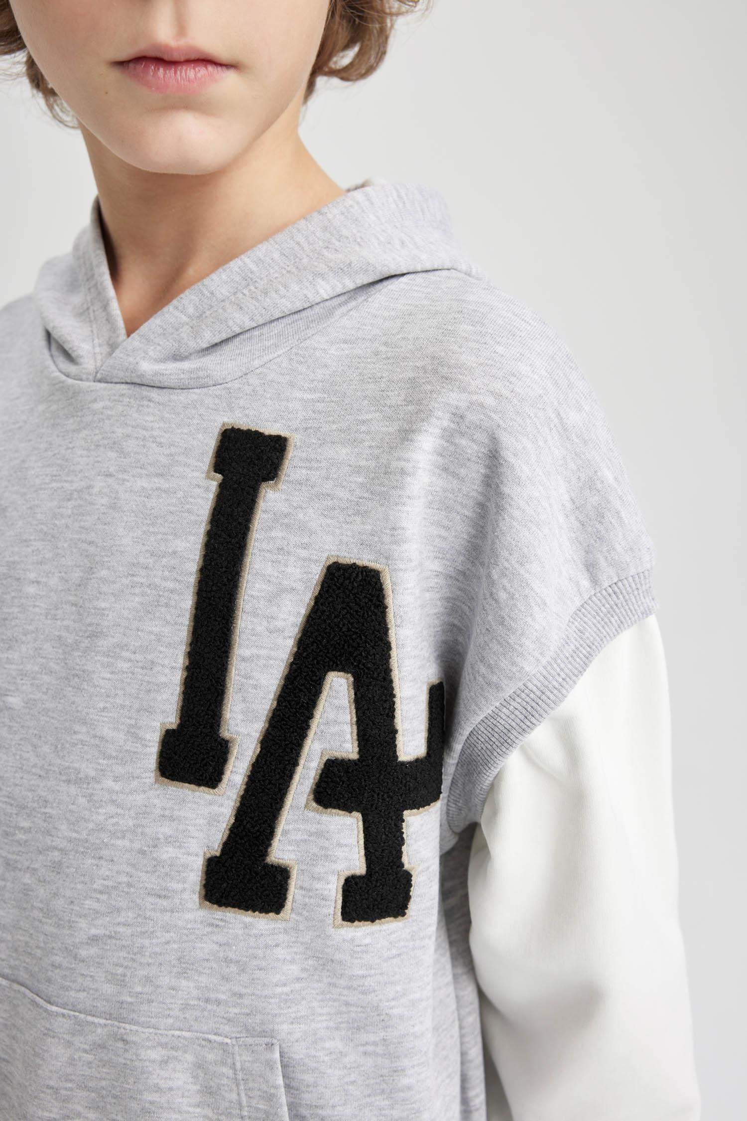 Erkek Çocuk Oversize Geniş Kalıp Nakışlı Kapüşonlu Sweatshirt