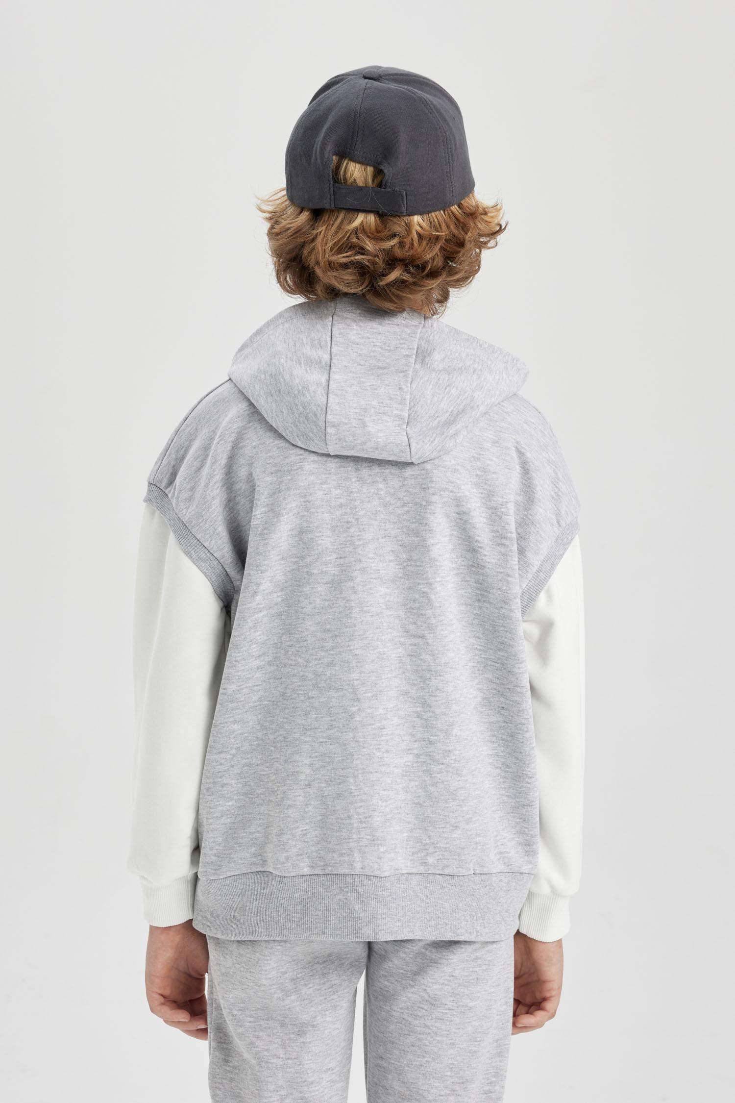 Erkek Çocuk Oversize Geniş Kalıp Nakışlı Kapüşonlu Sweatshirt