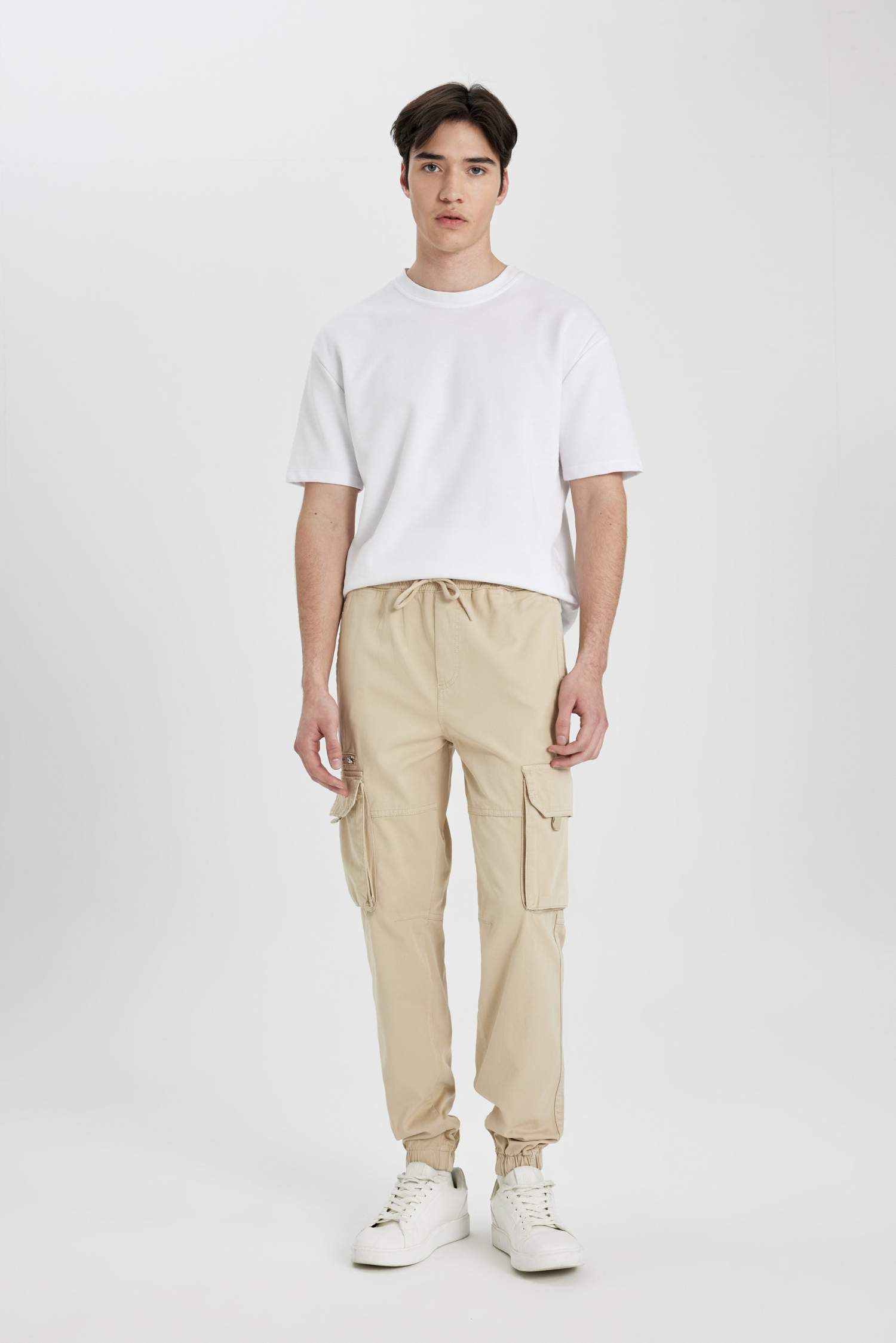 Pantalon Jogging Cargo Gabardine Coupe Régulière avec Poches