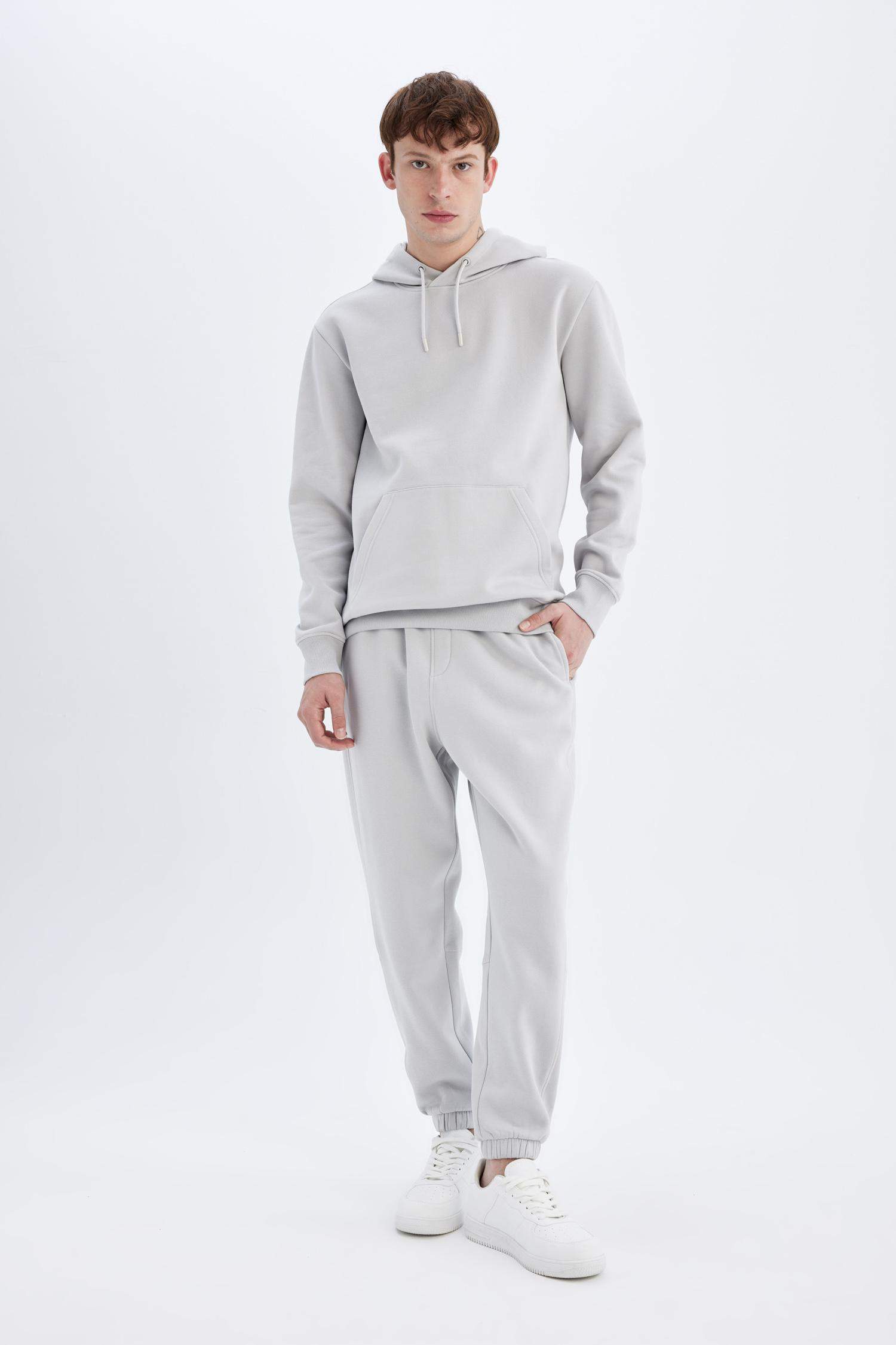 Gray Regular Fit Elastic Waist Leg Sweatpants