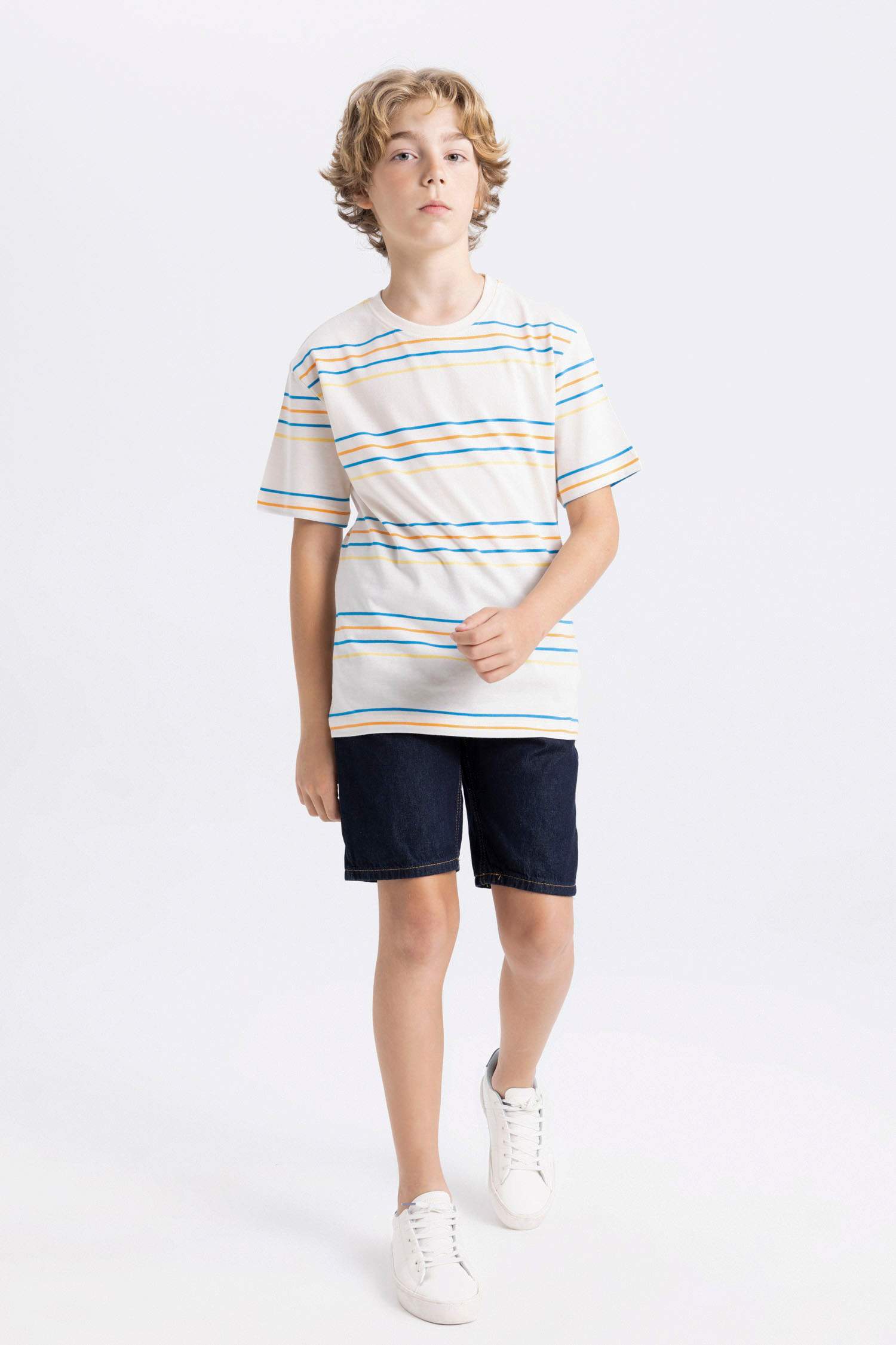 Boy Crew Neck Striped Short Sleeve T-Shirt