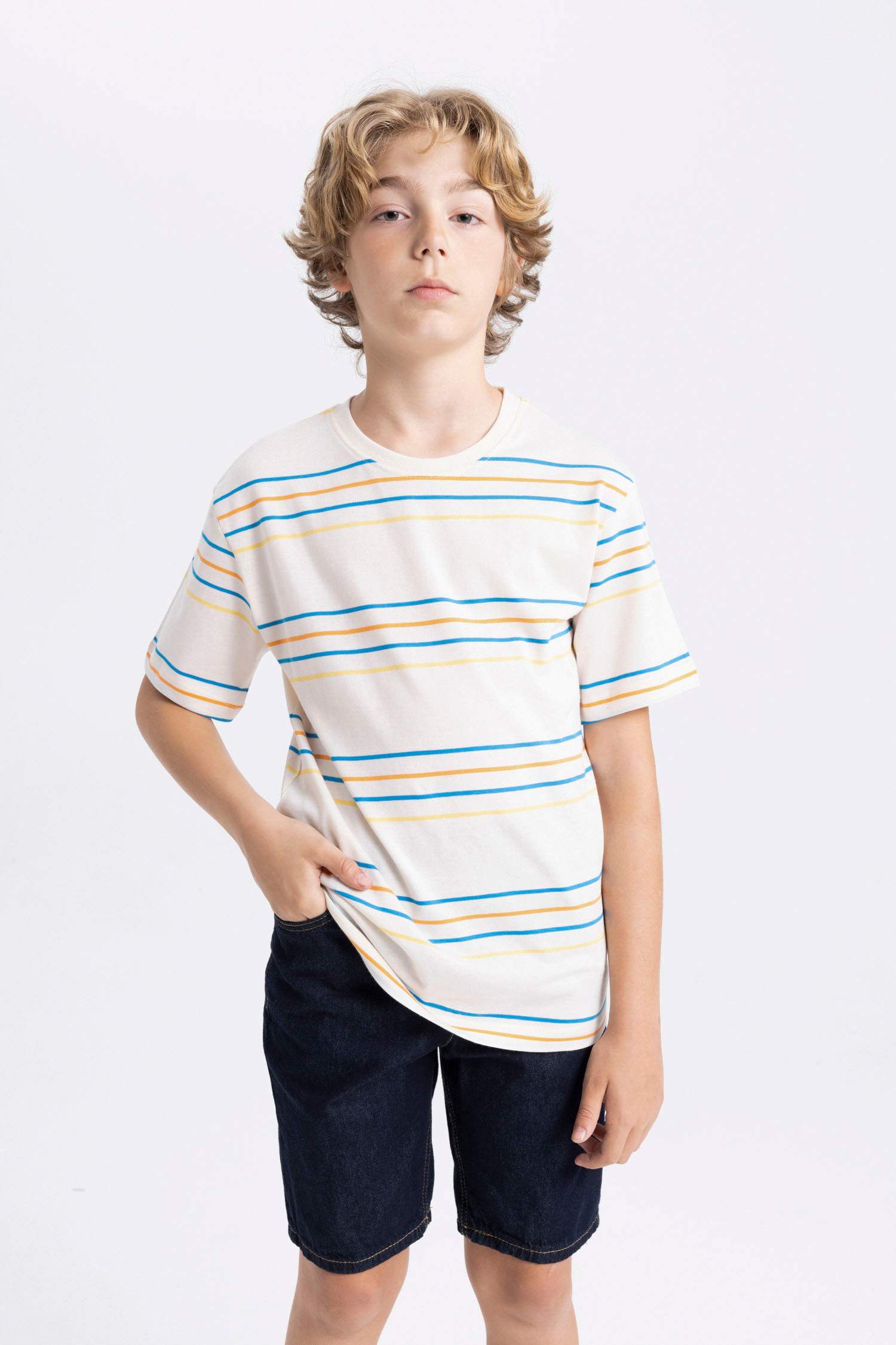 Boy Crew Neck Striped Short Sleeve T-Shirt