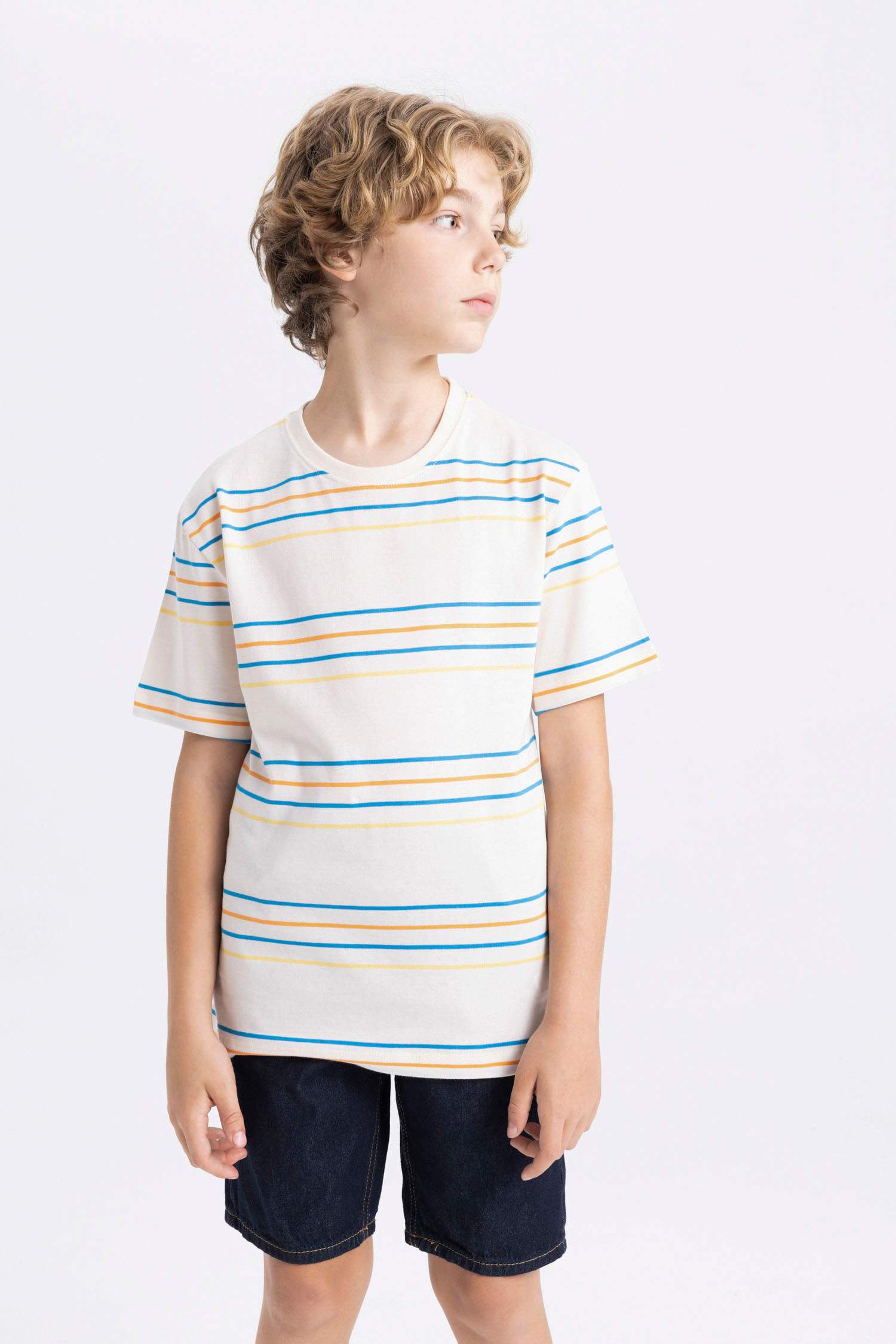 Boy Crew Neck Striped Short Sleeve T-Shirt