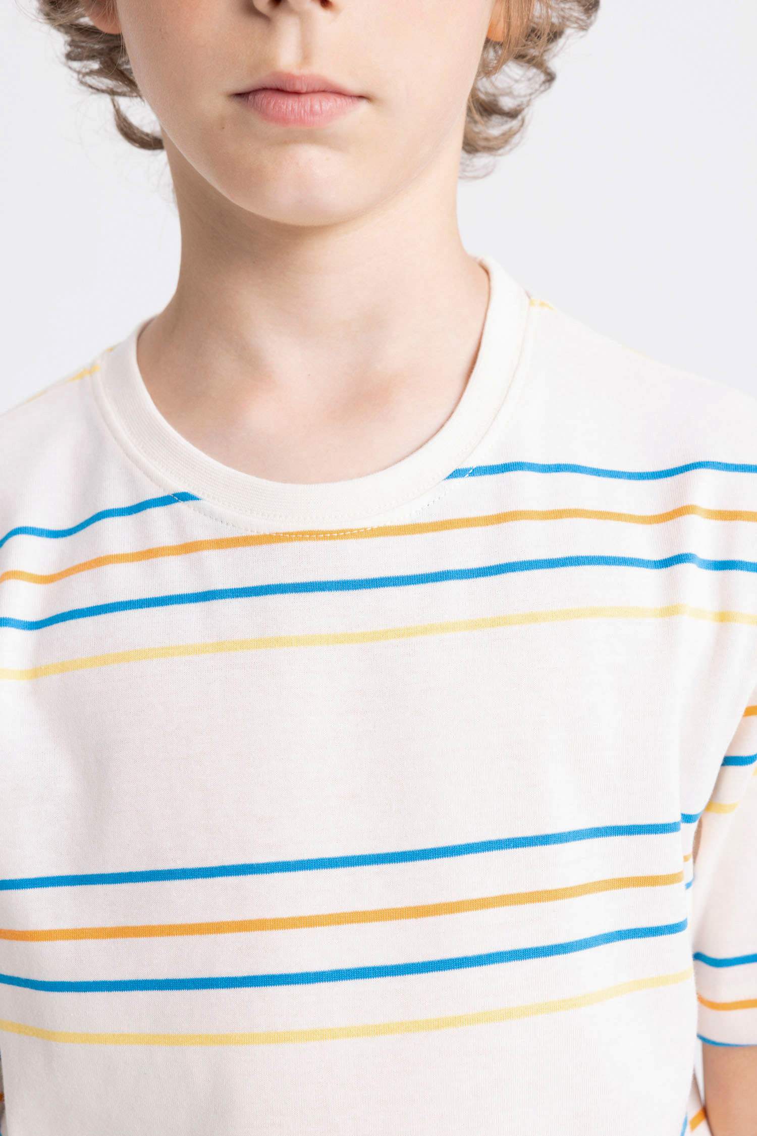 Boy Crew Neck Striped Short Sleeve T-Shirt