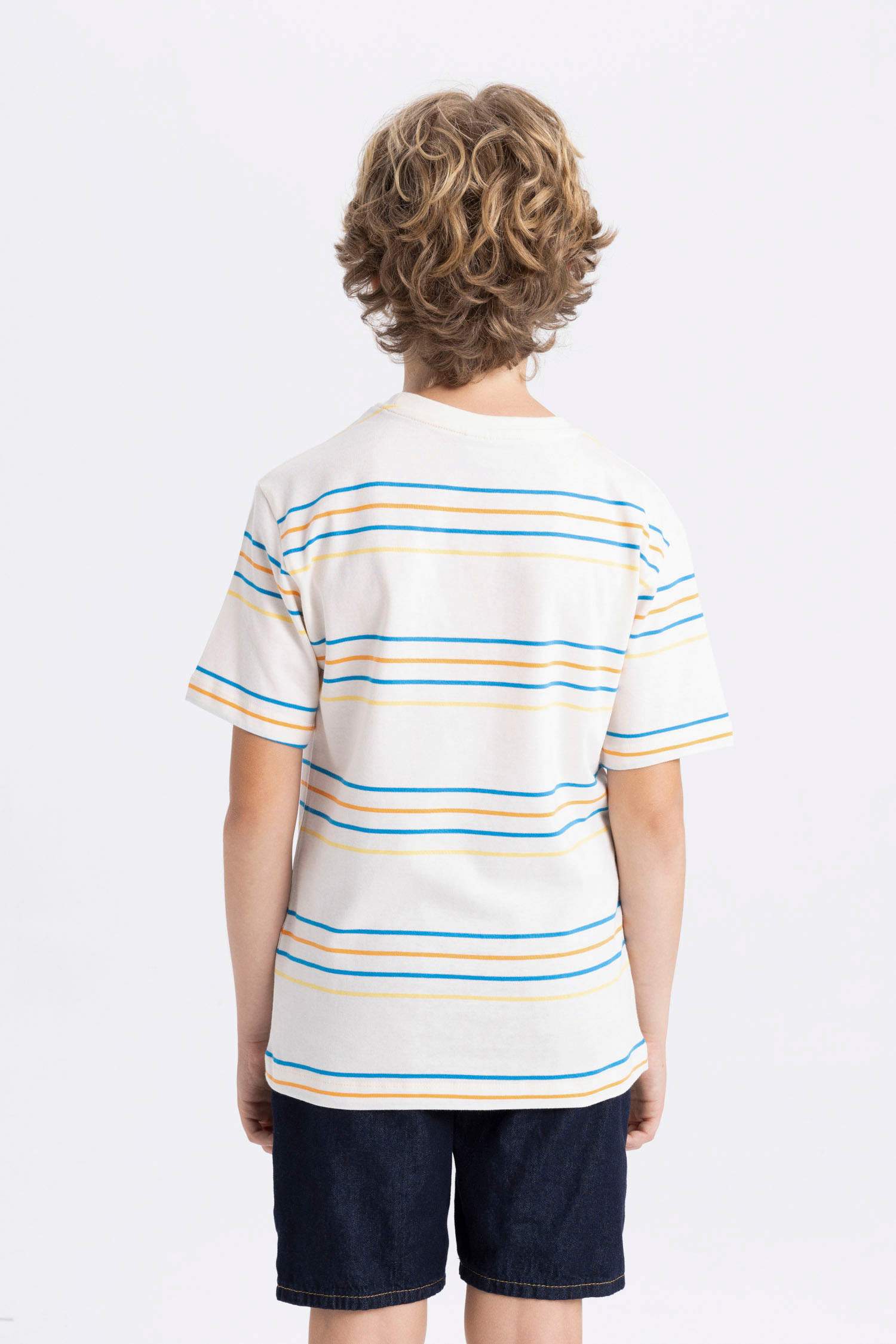 Boy Crew Neck Striped Short Sleeve T-Shirt