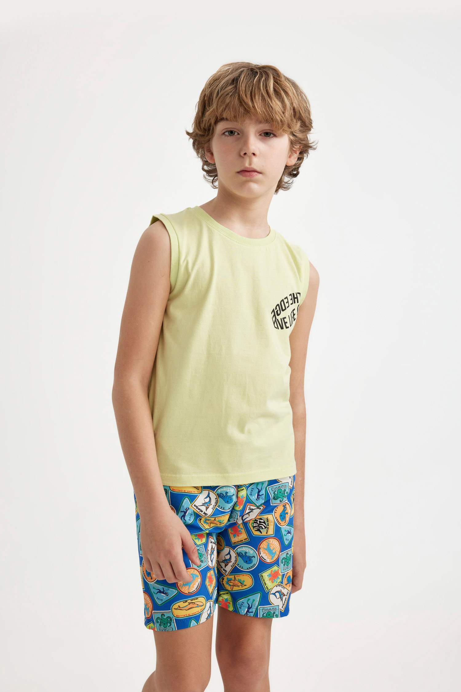 Boy Crew Neck Printed Sleeveless T-Shirt