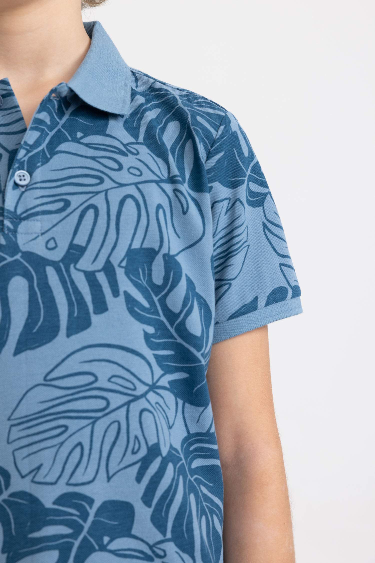 Erkek Çocuk Polo Yaka Desenli Pike Kısa Kollu Tişört