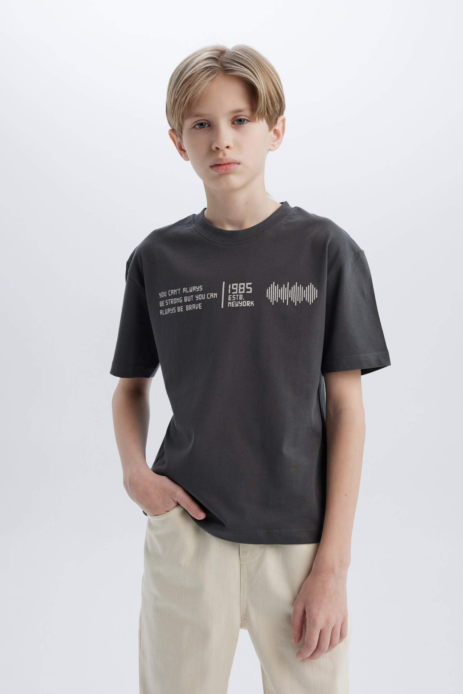 Boy Oversize Fit Crew Neck Printed T-Shirt