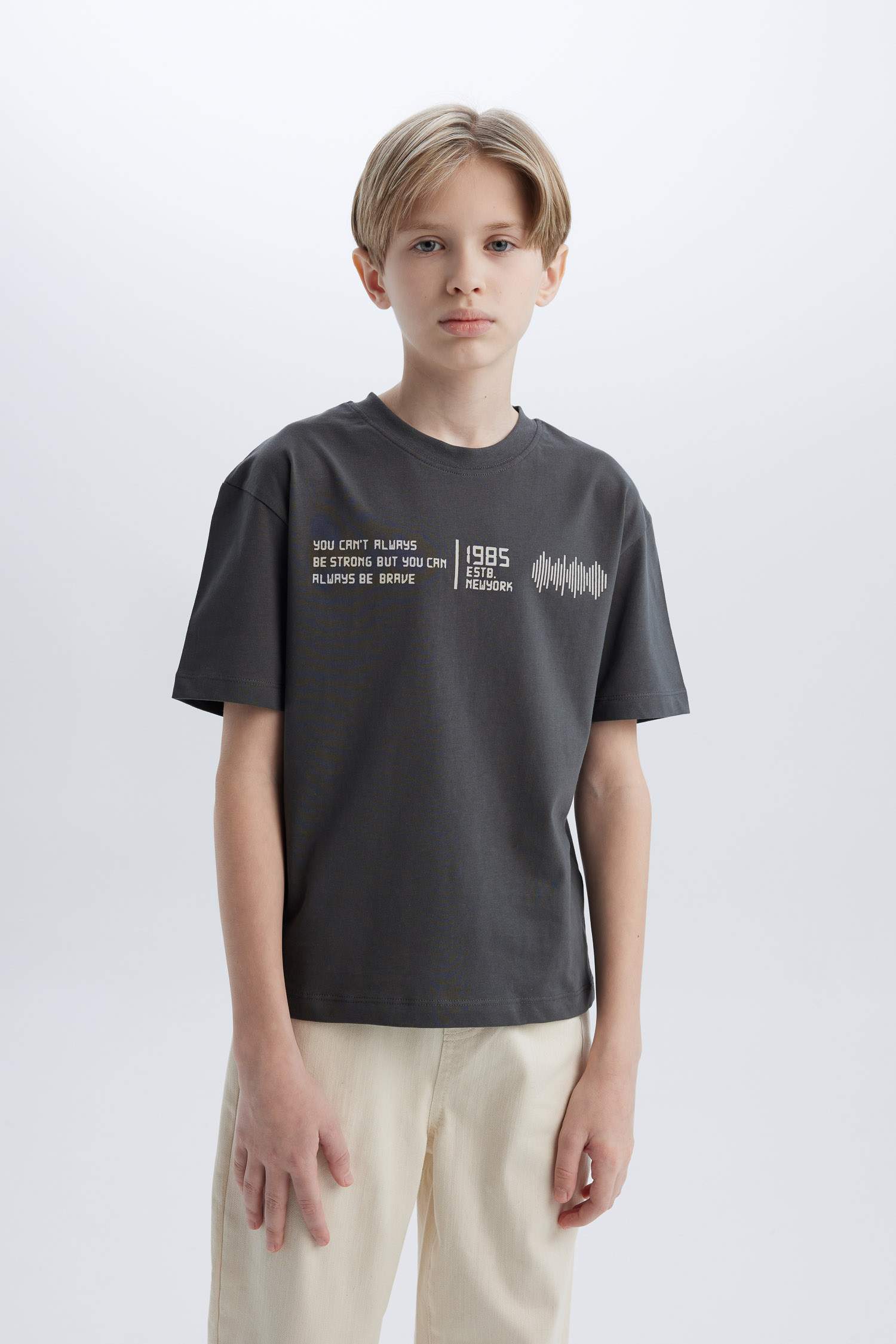 Boy Oversize Fit Crew Neck Printed T-Shirt