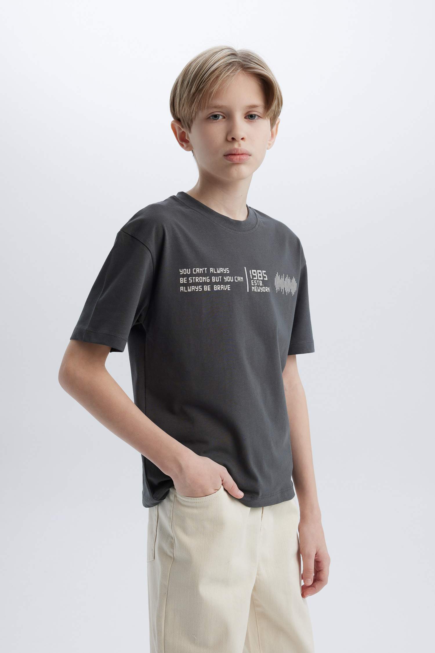 Boy Oversize Fit Crew Neck Printed T-Shirt