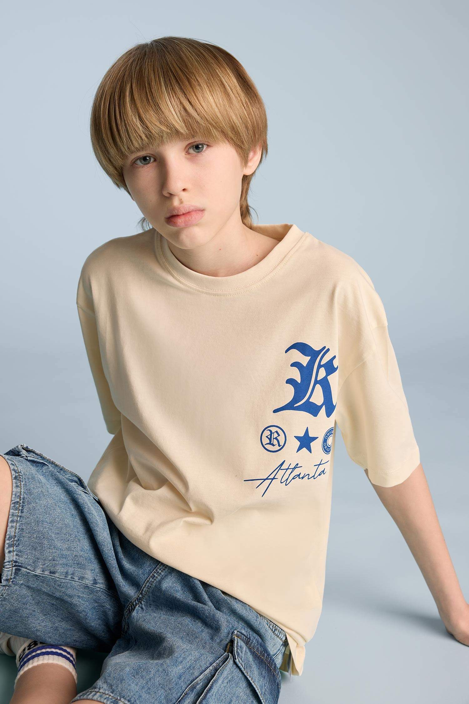 Boy Oversize Fit Crew Neck Printed T-Shirt