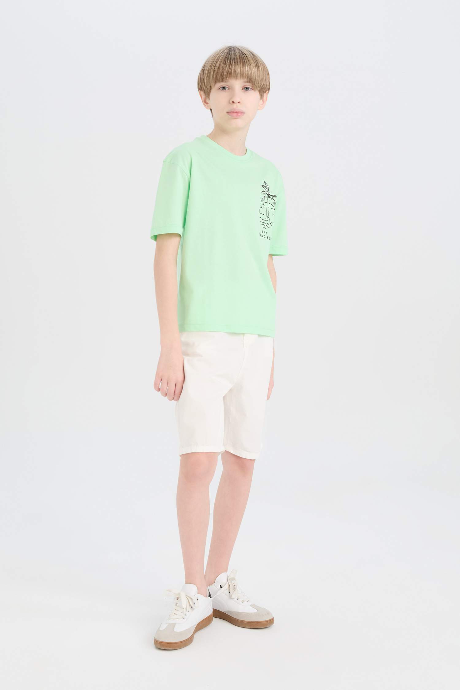 T-shirt oversize imprimé à col rond et manches courtes pour garçon