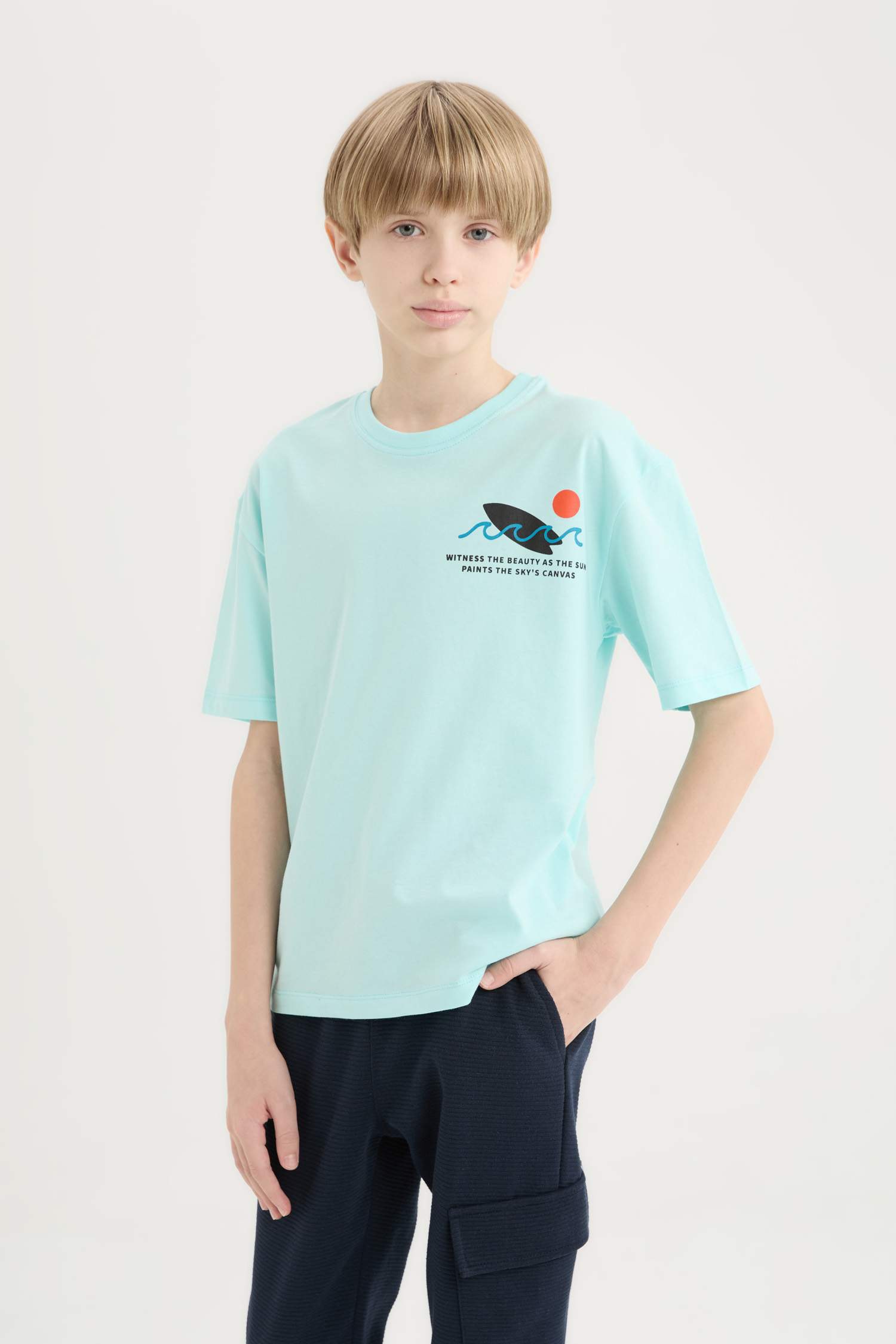 Детская Oversize футболка с круглым вырезом и принтом, короткие рукава