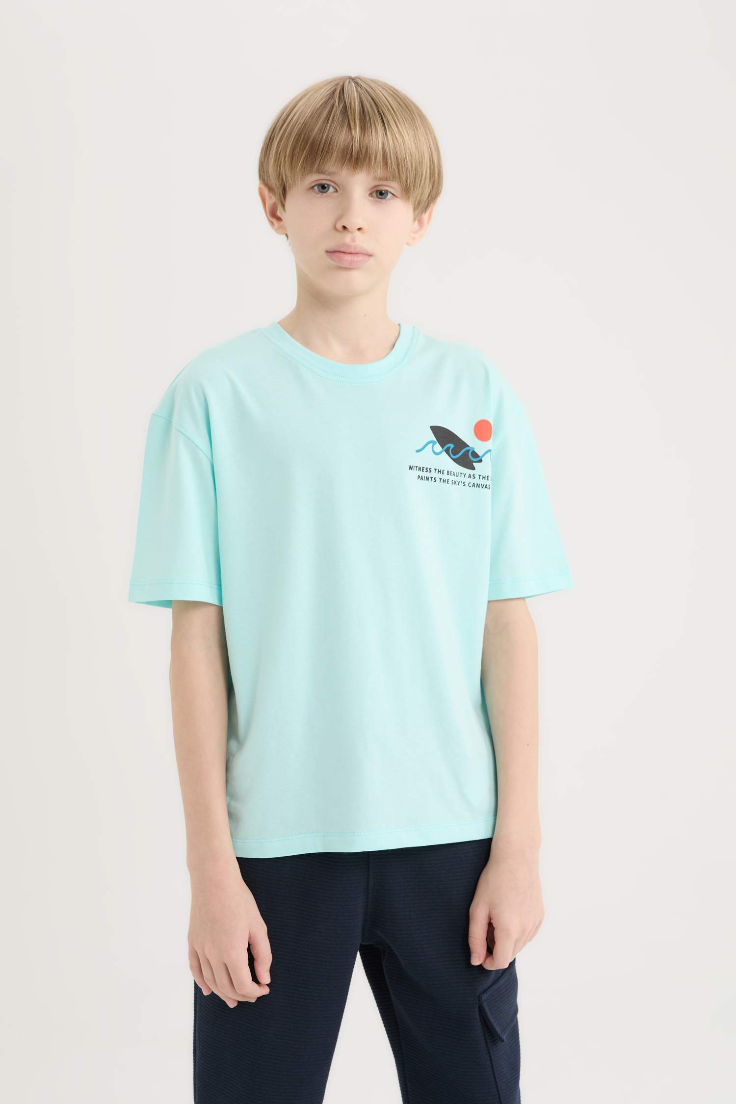 Детская Oversize футболка с круглым вырезом и принтом, короткие рукава