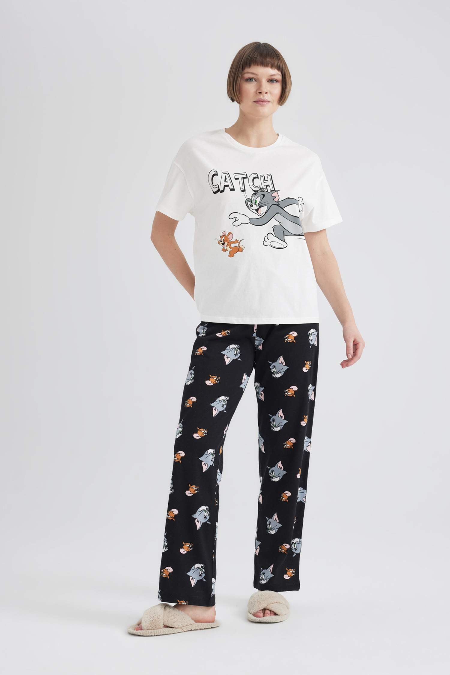 Tom And Jerry Pijama Men's Long 100% Cotton Tom And Jerry Pyjamas
