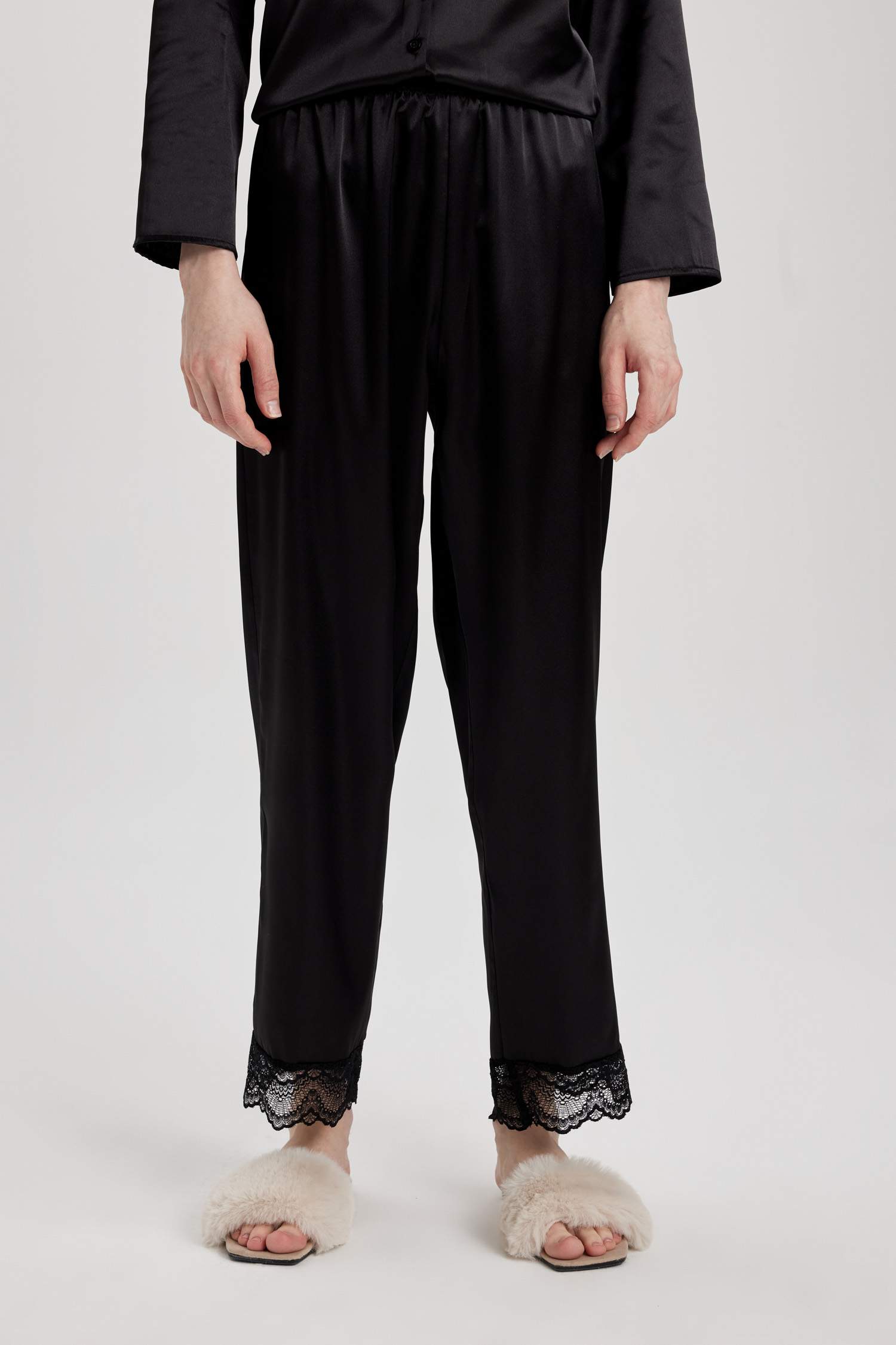 Fall in Love Regular Fit Uzun Boy Saten Pijama Altı