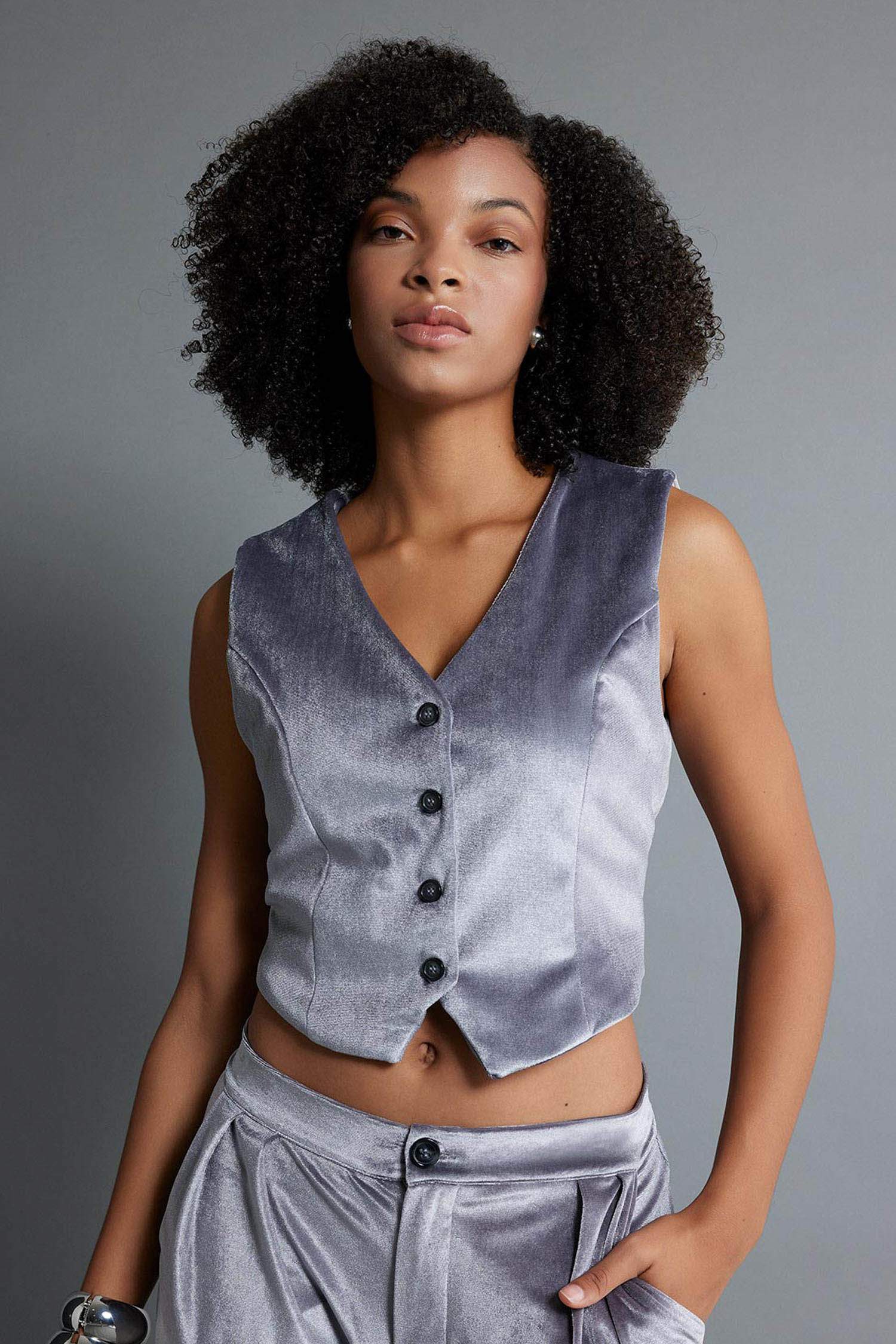 Regular Fit Velvet Vest