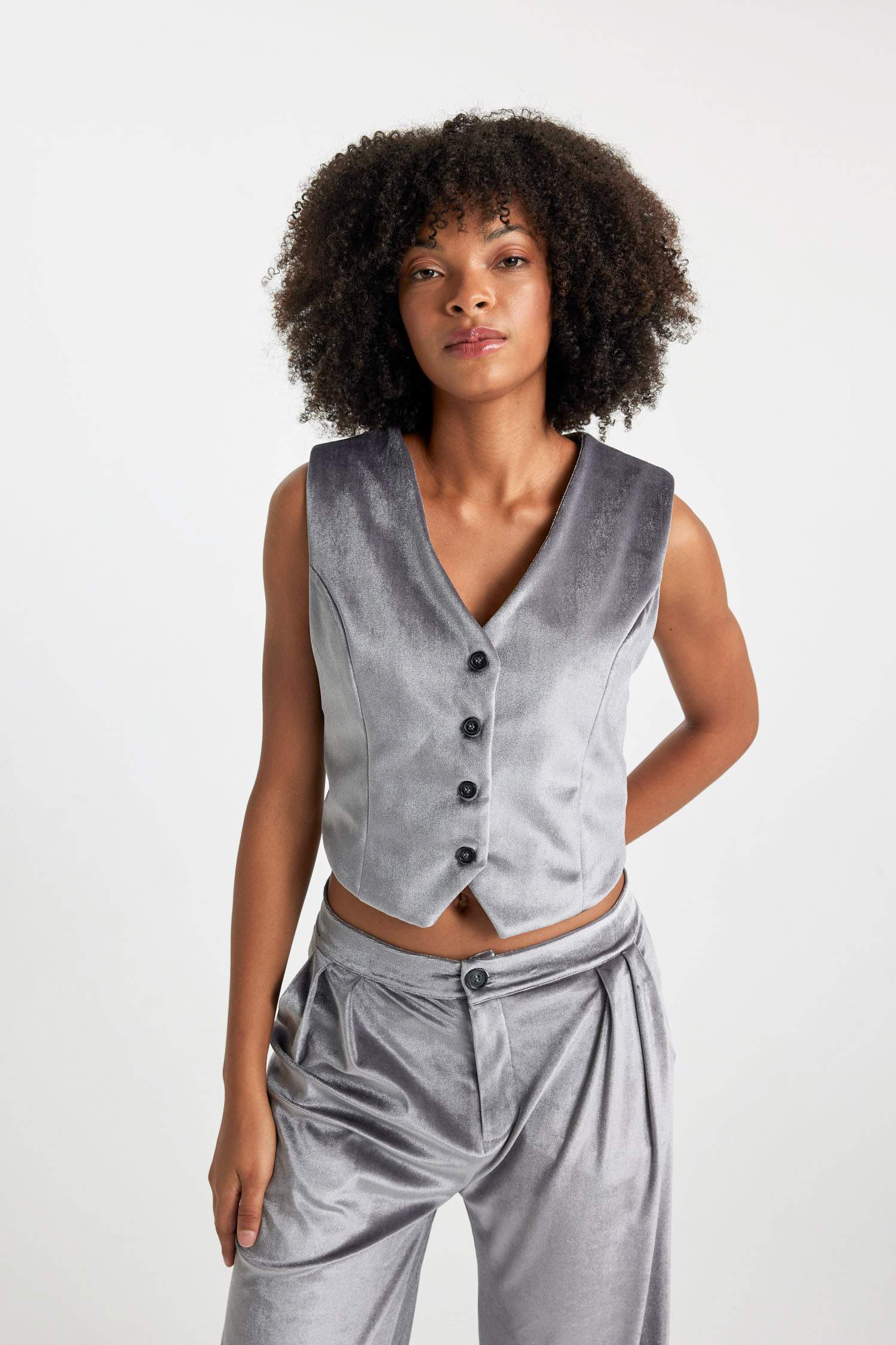 Regular Fit Velvet Vest