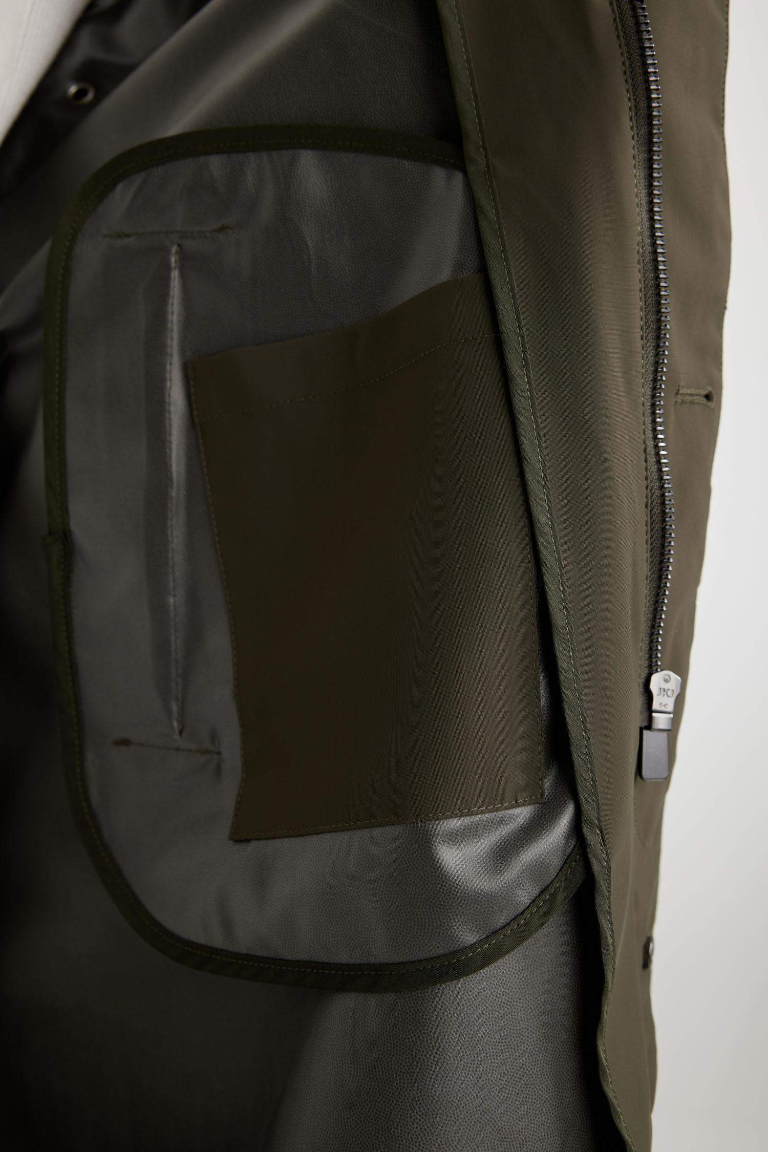 Su İtici Rüzgar Geçirmez Slim Fit Parka Mont Dar Kesim Polo Yaka Fermuarlı Cepli 