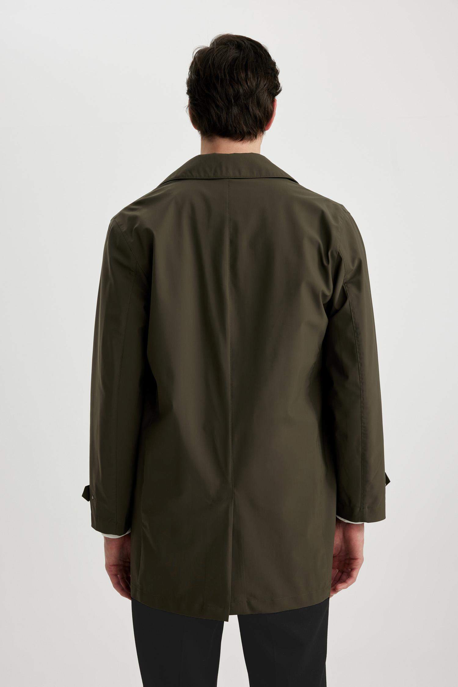 Su İtici Rüzgar Geçirmez Slim Fit Parka Mont Dar Kesim Polo Yaka Fermuarlı Cepli 