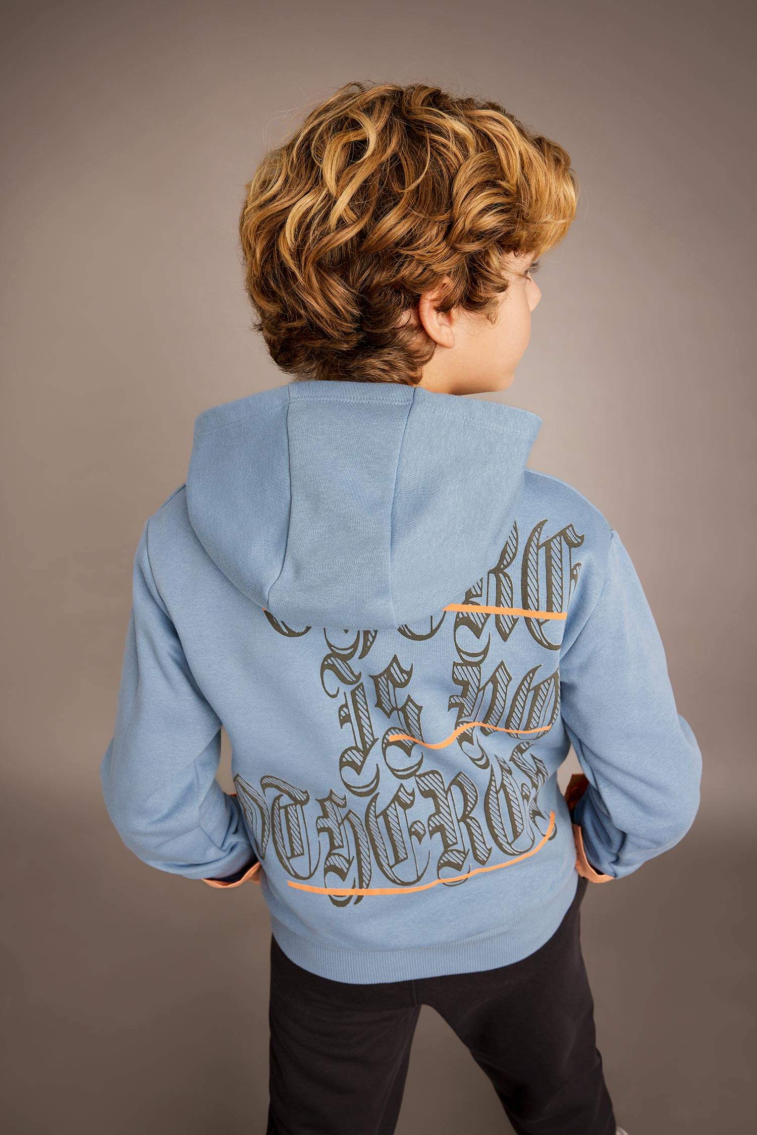 Boy Printed Hooded Thick Sweatshirt