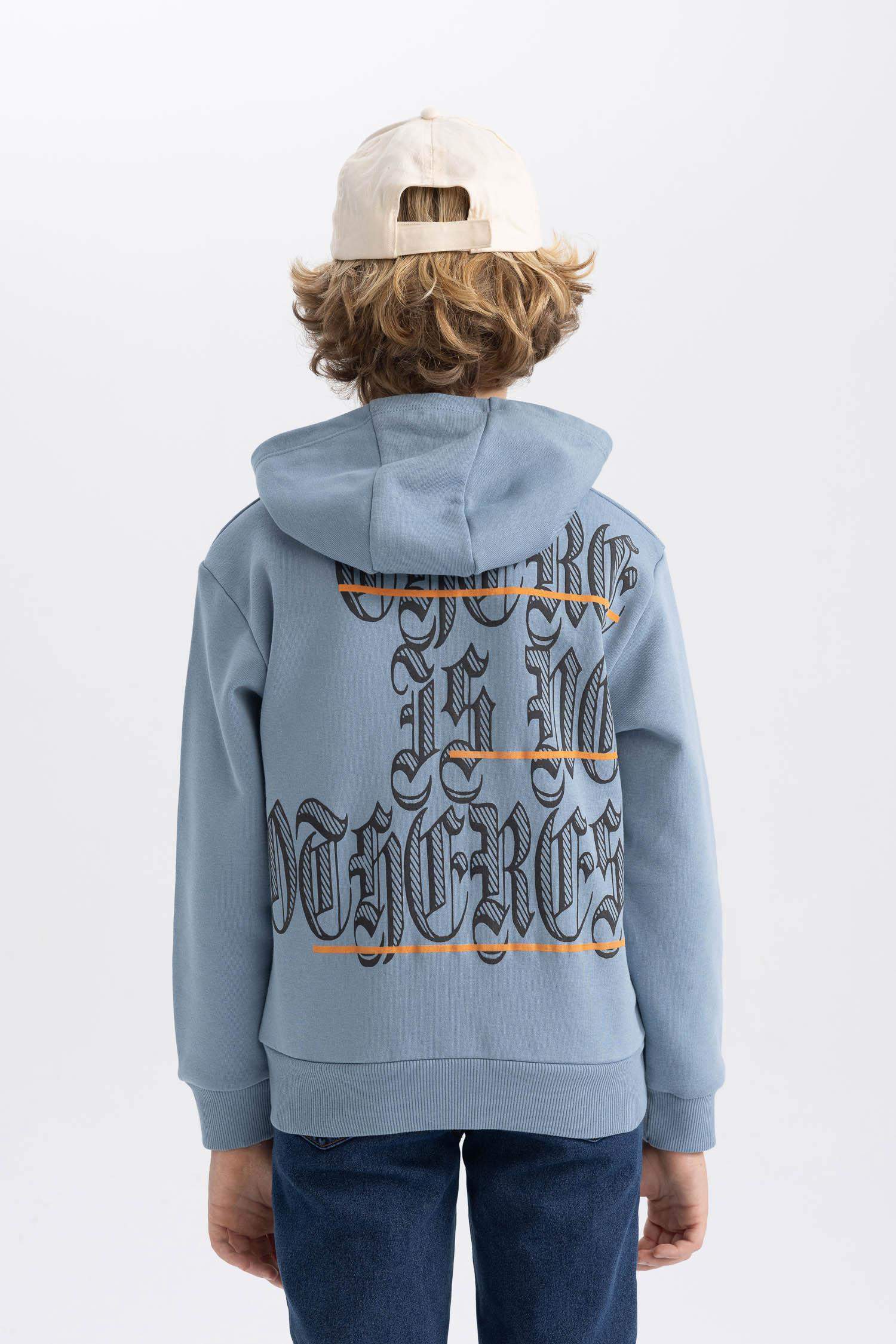 Boy Printed Hooded Thick Sweatshirt