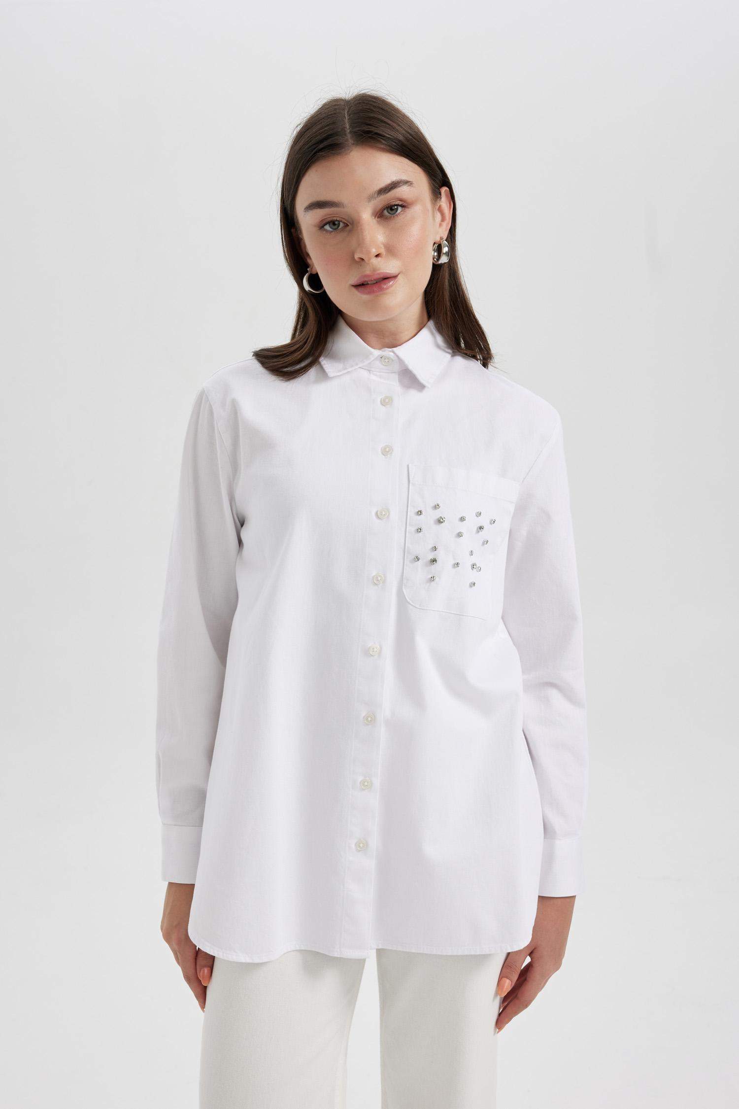 Туника свободного кроя с длинным рукавом