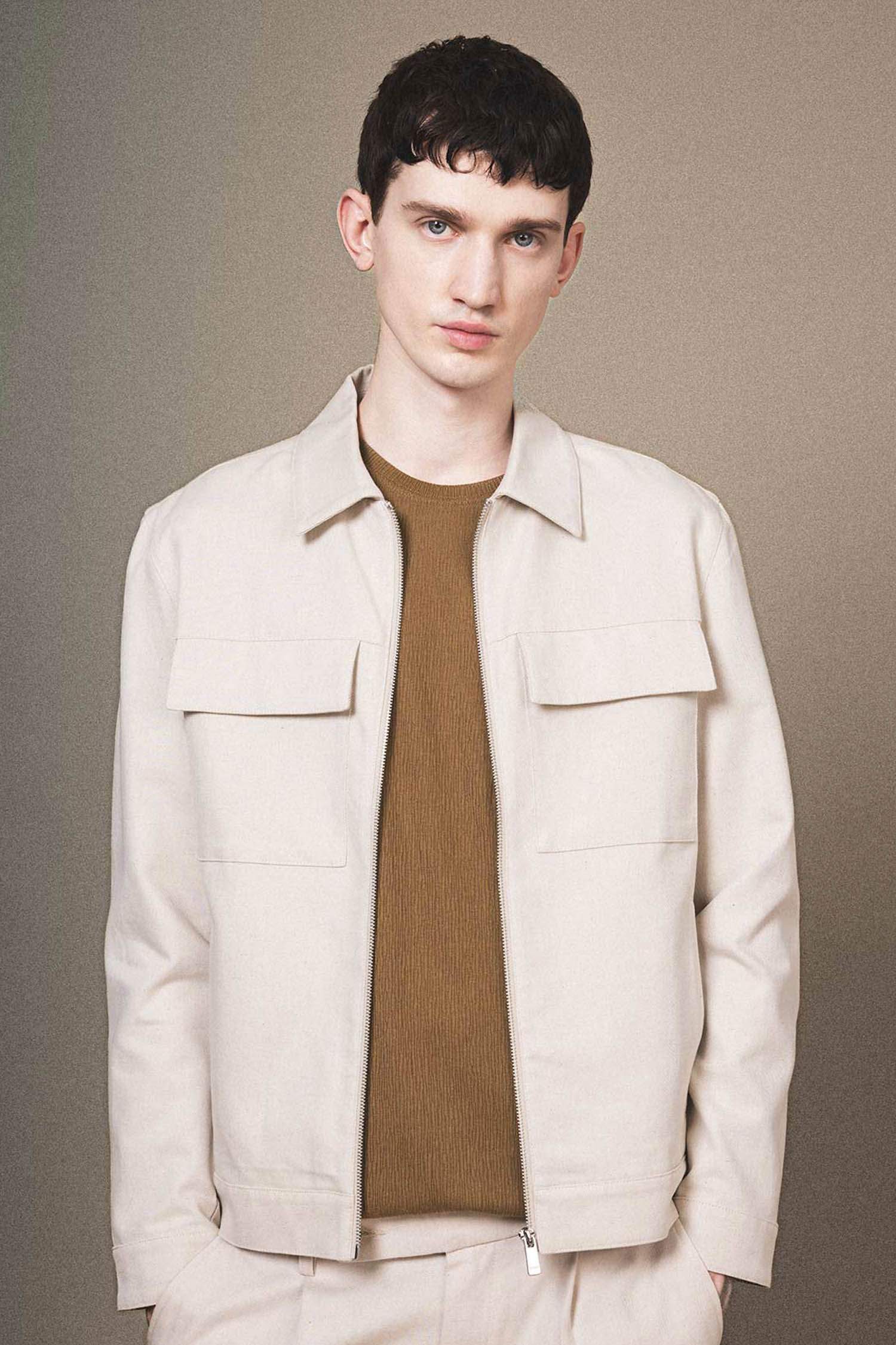 Mont Ceket Gömlek Yaka Yarım Astar Fermuarlı Cepli Mevsimlik Baharlık Keten