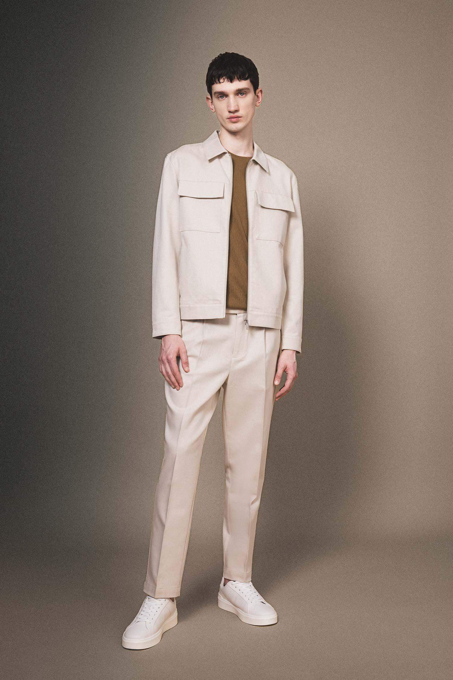 Mont Ceket Gömlek Yaka Yarım Astar Fermuarlı Cepli Mevsimlik Baharlık Keten