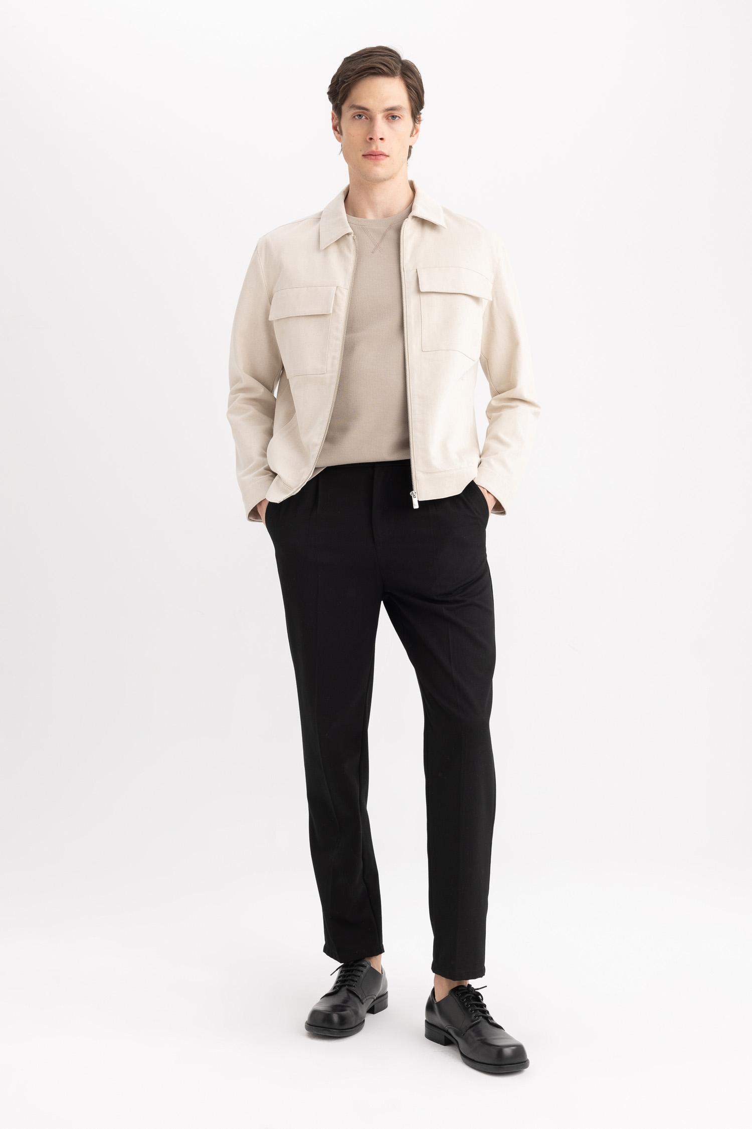 Mont Ceket Gömlek Yaka Yarım Astar Fermuarlı Cepli Mevsimlik Baharlık Keten